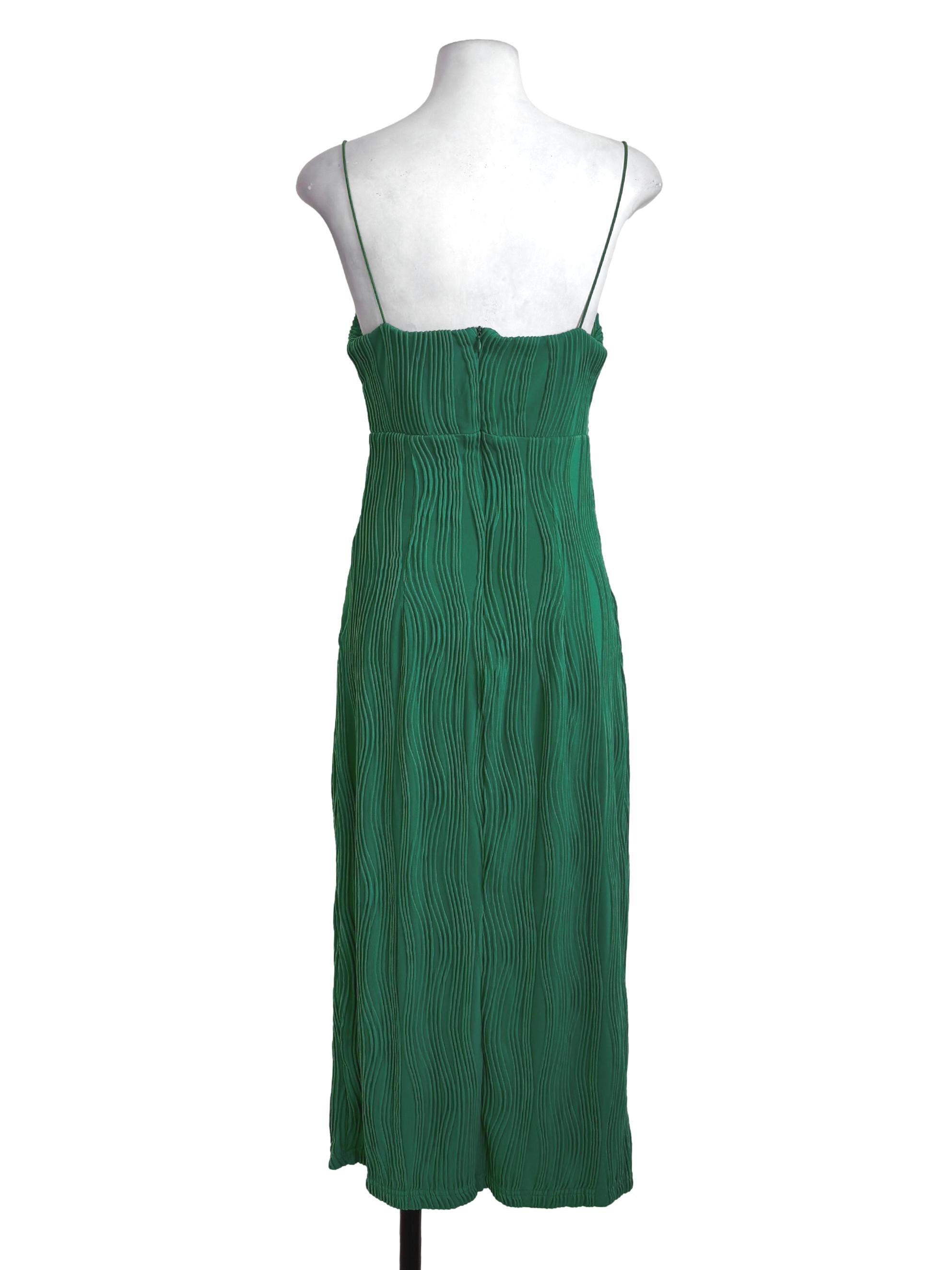 Green Wavy Stripes Knot Slip Dress