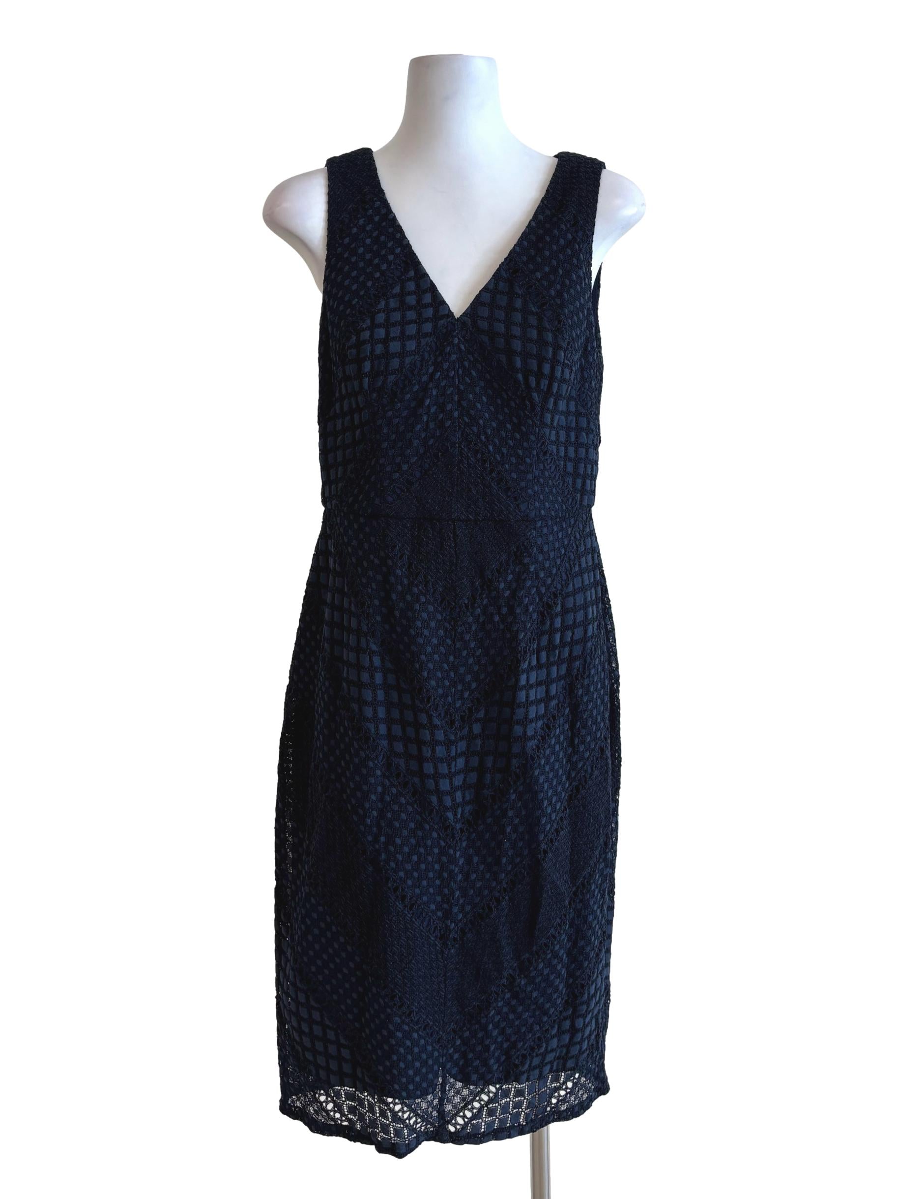 Midnight Blue Textured Pencil Dress