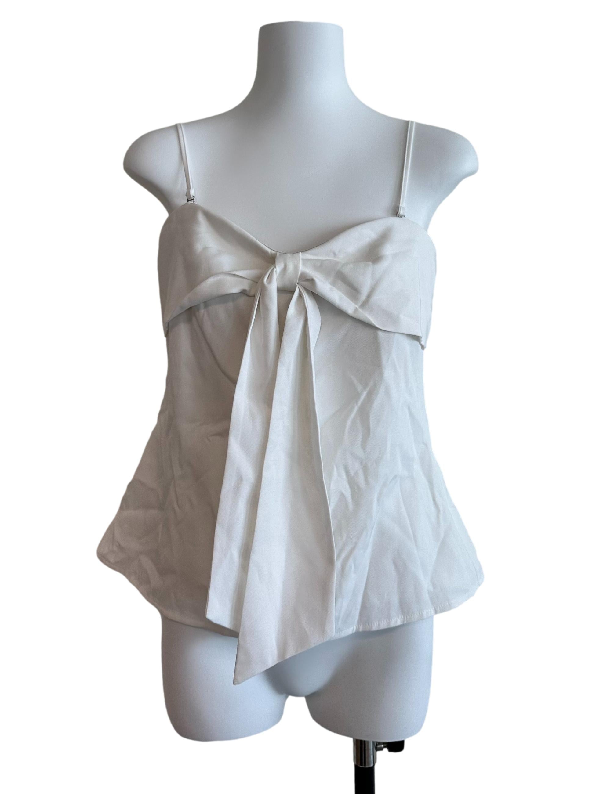 Ivory White V Neck Ribbbon Top