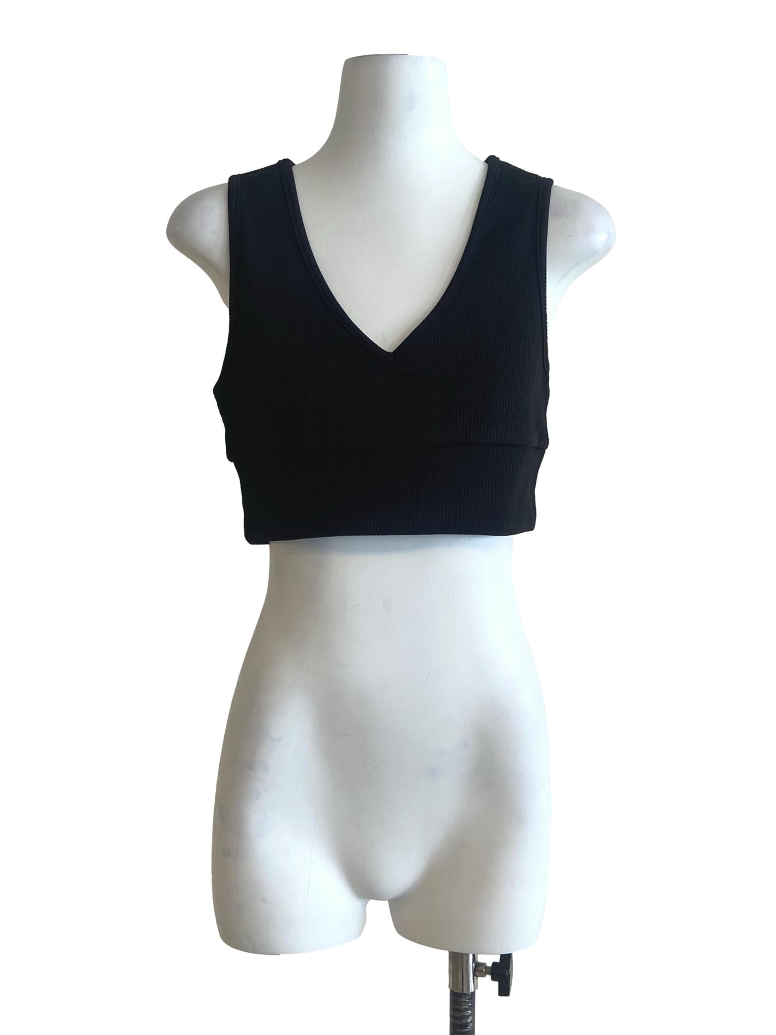 Black Sleeveless Pencil Stripe Crop Top