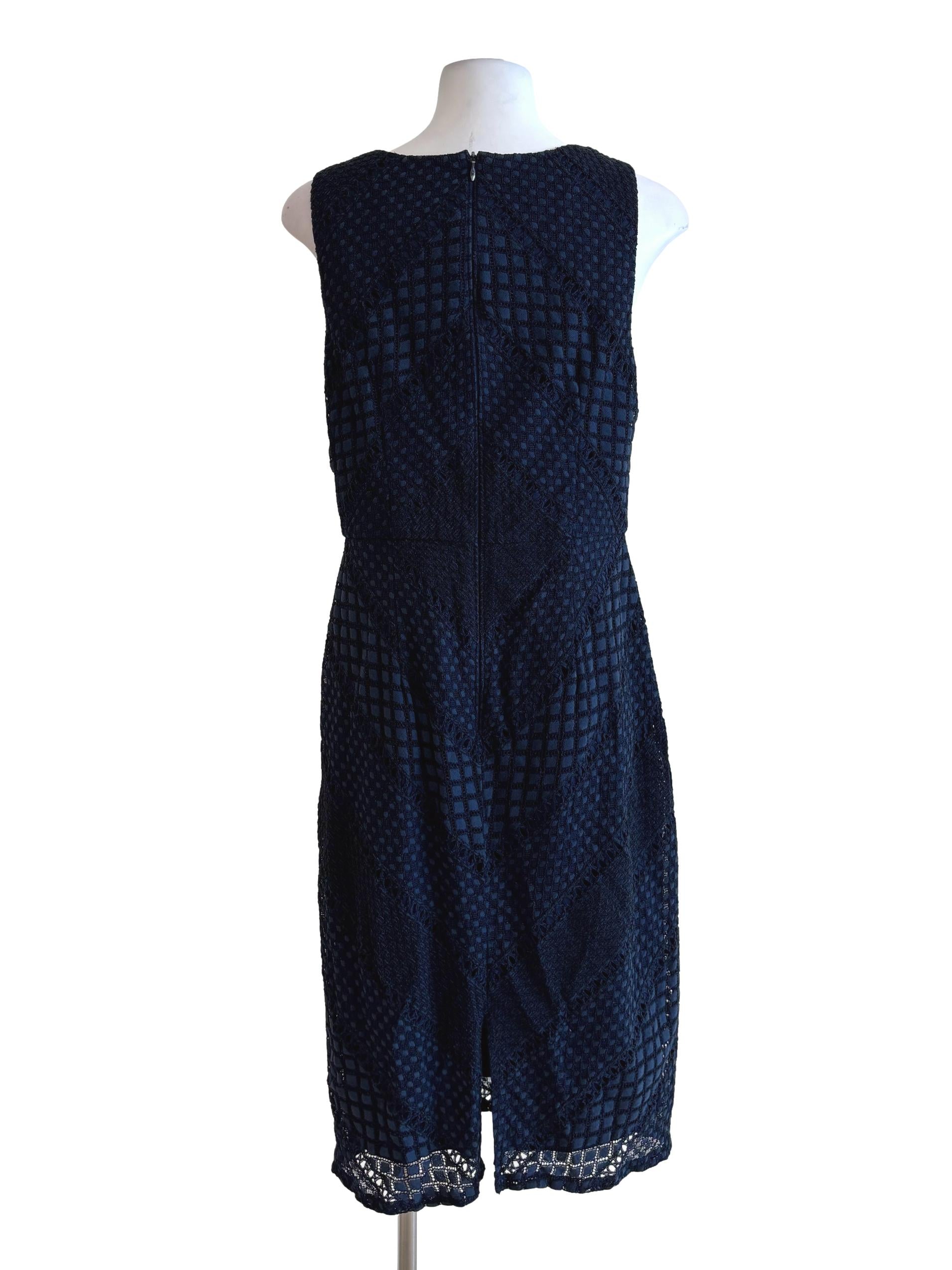 Midnight Blue Textured Pencil Dress