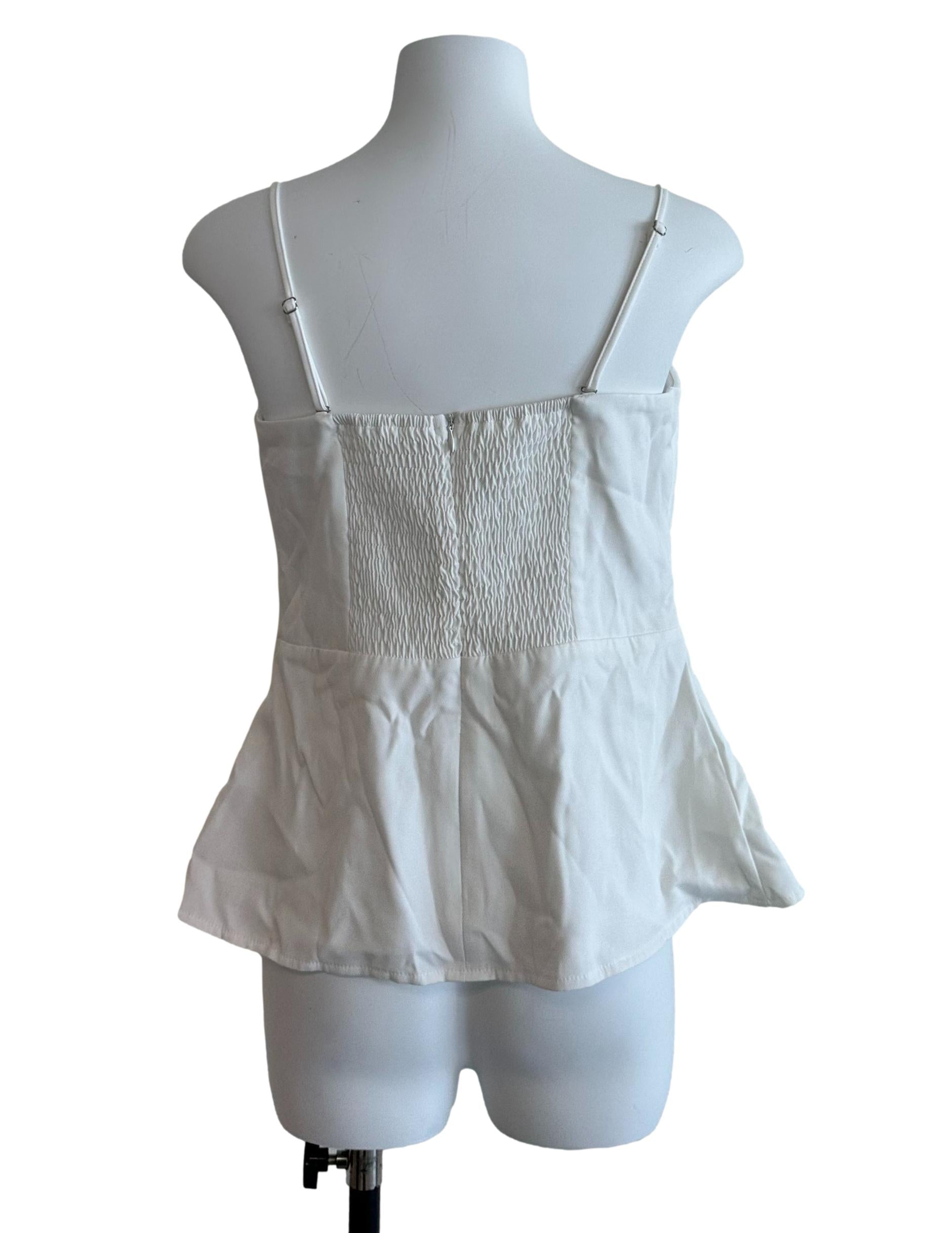 Ivory White V Neck Ribbbon Top