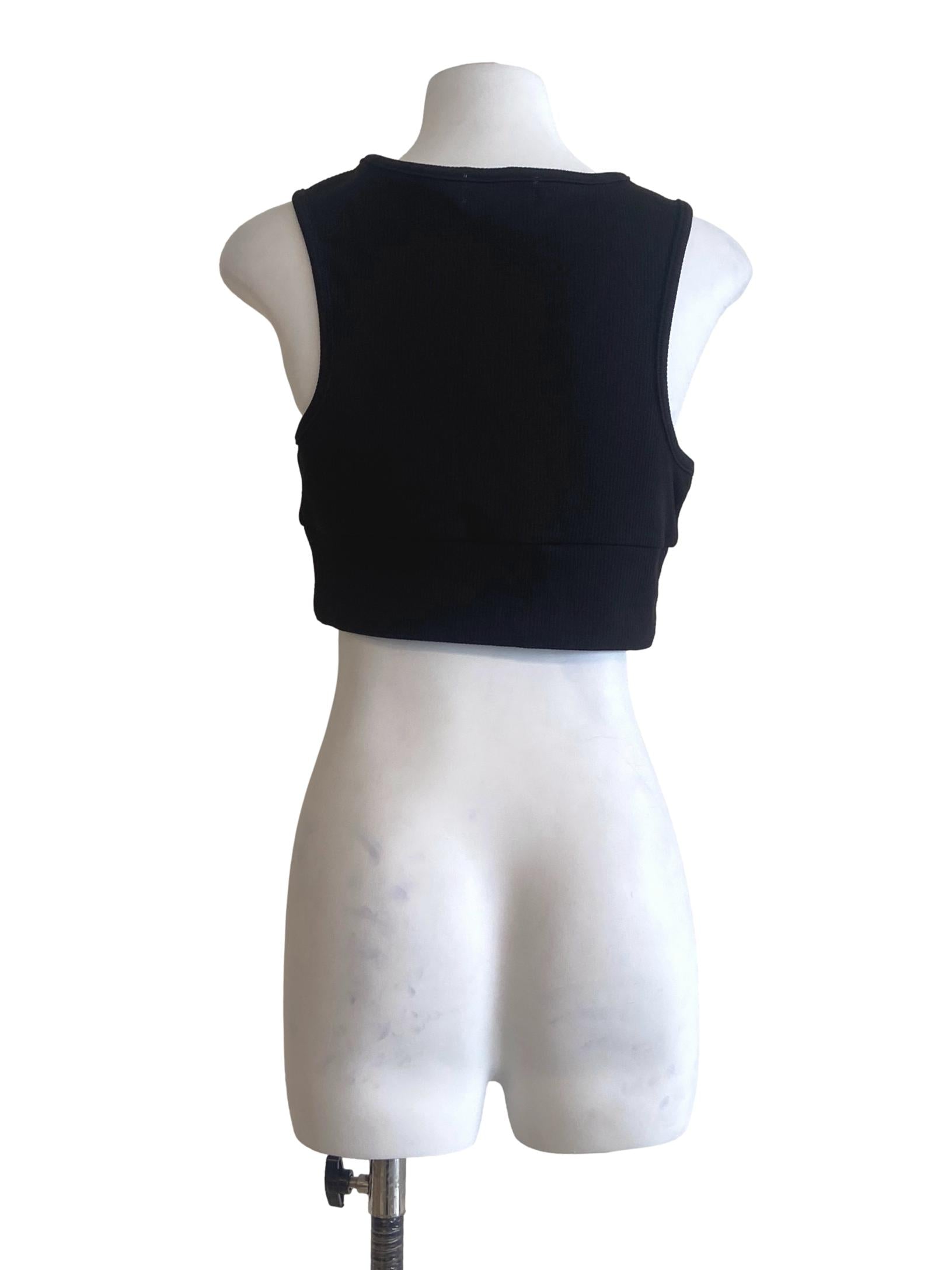 Black Sleeveless Pencil Stripe Crop Top