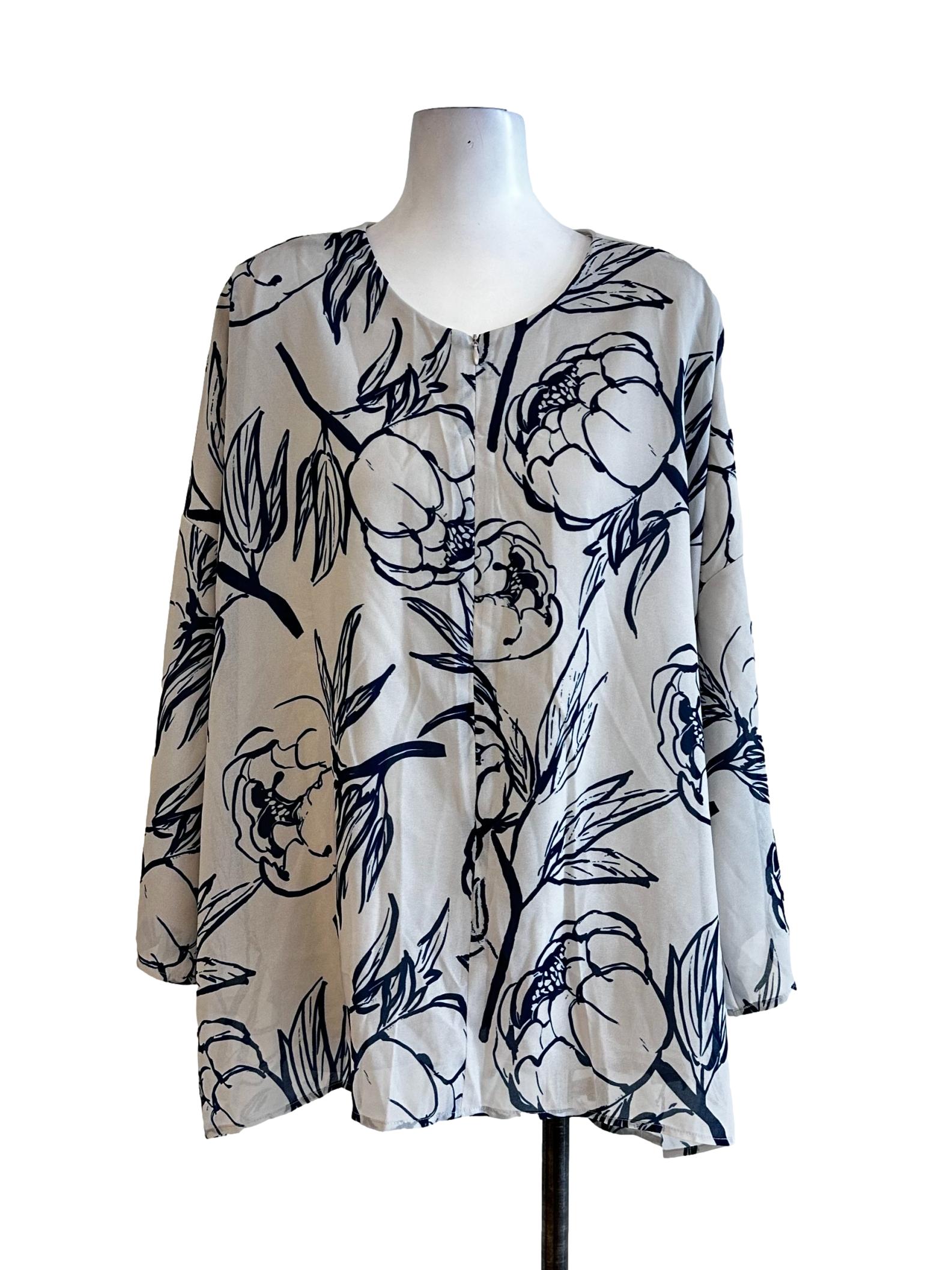 Light Grey Floral Printed Top