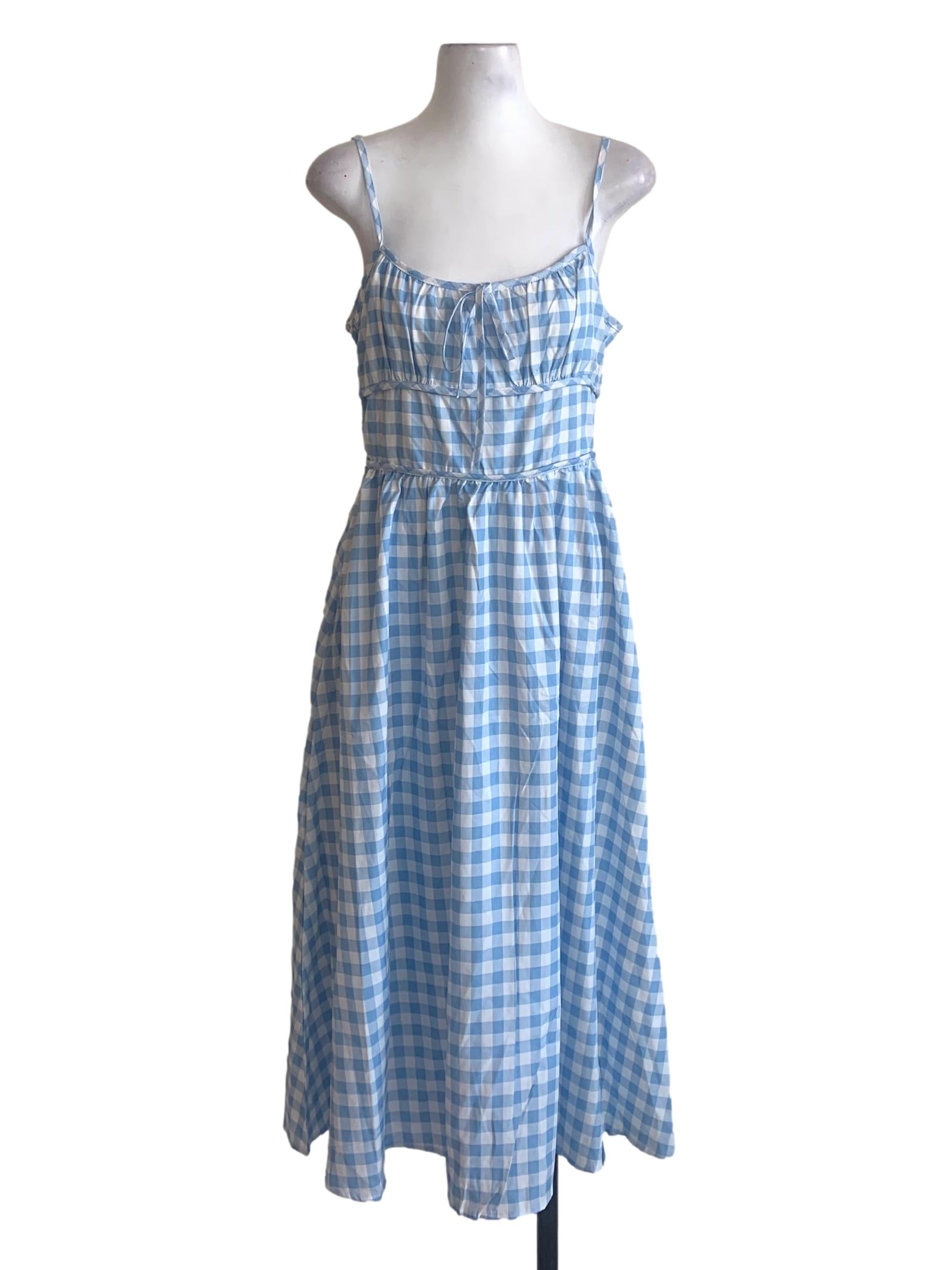 Blue Gingham A Line Dress