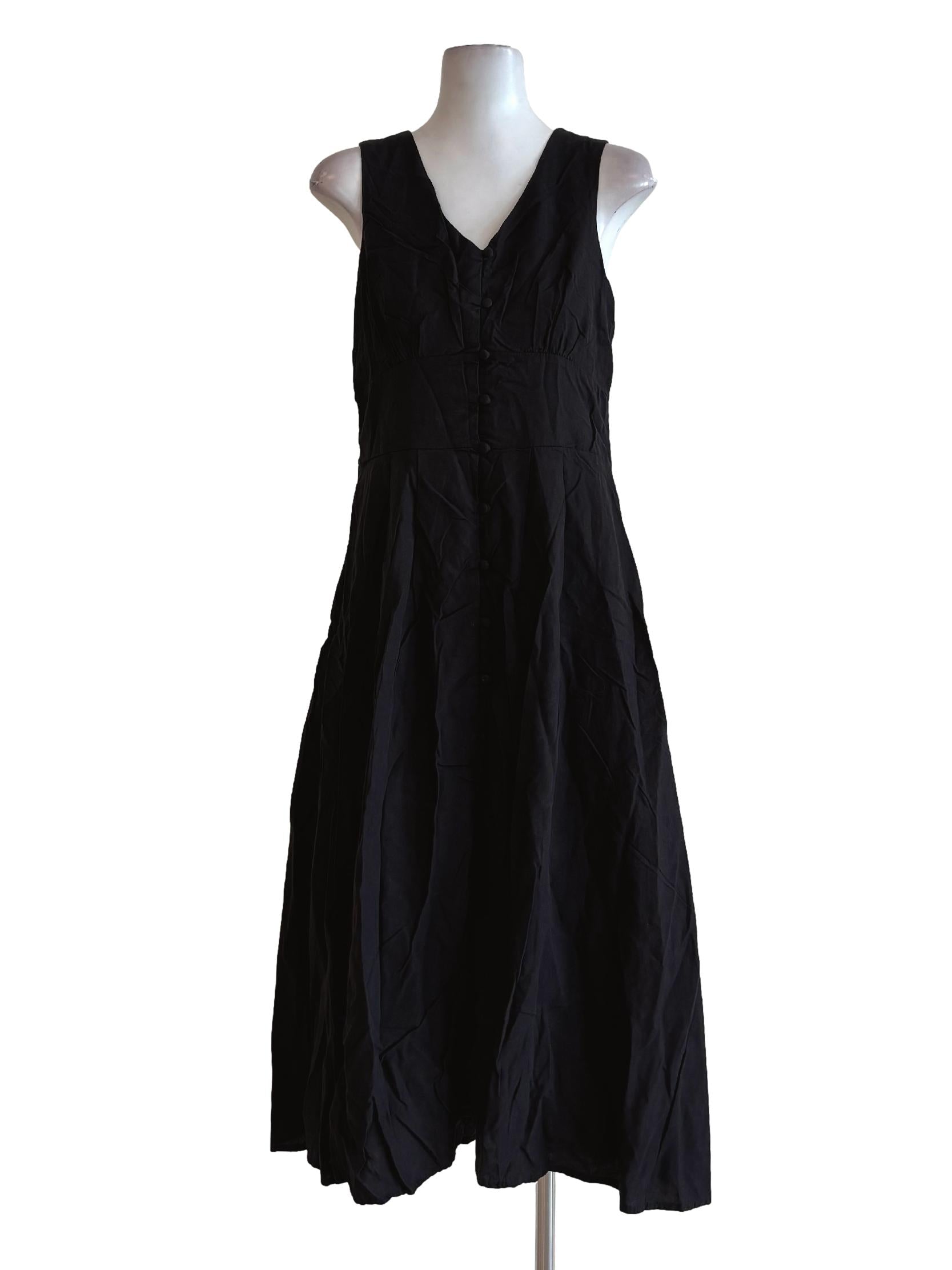 Soft Black V-Neck Sleeveless Dress TEM