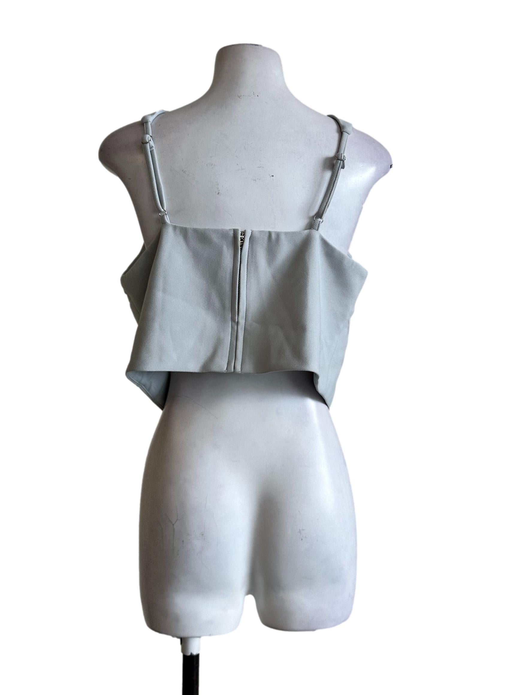 Pastel Blue Padded Draped Sleeveless Top