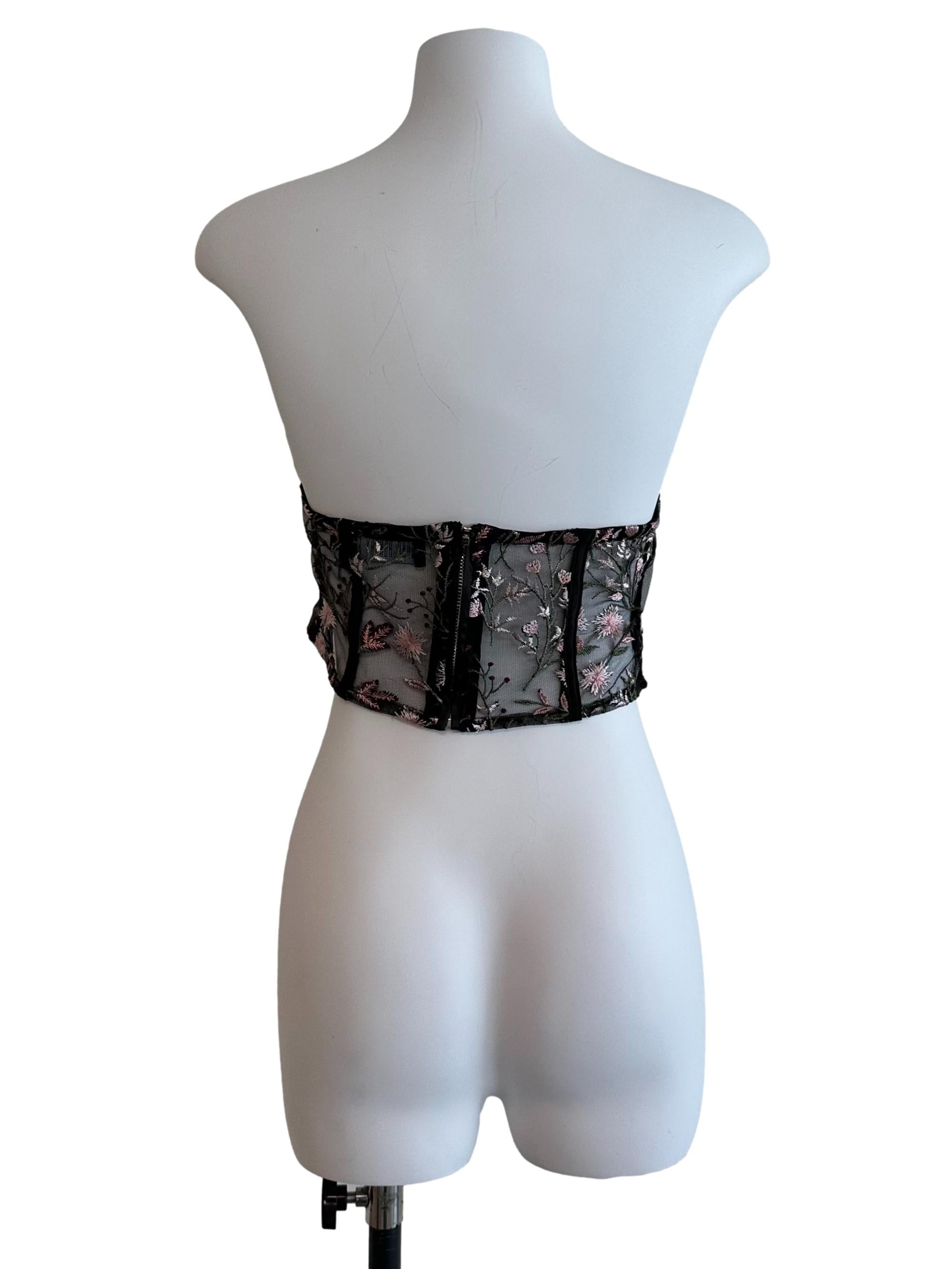 Onyx Black Floral Lace Sweetheart Tube Top