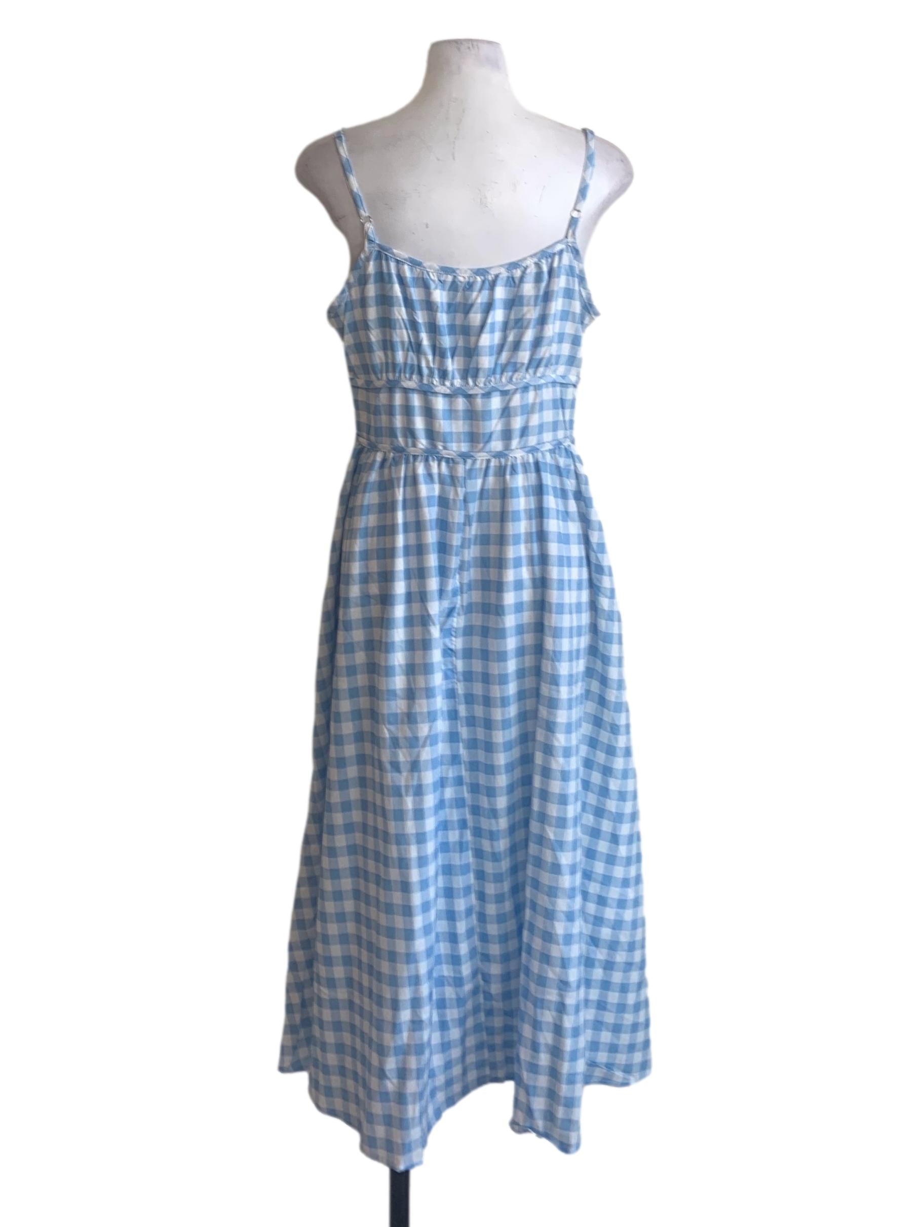 Blue Gingham A Line Dress