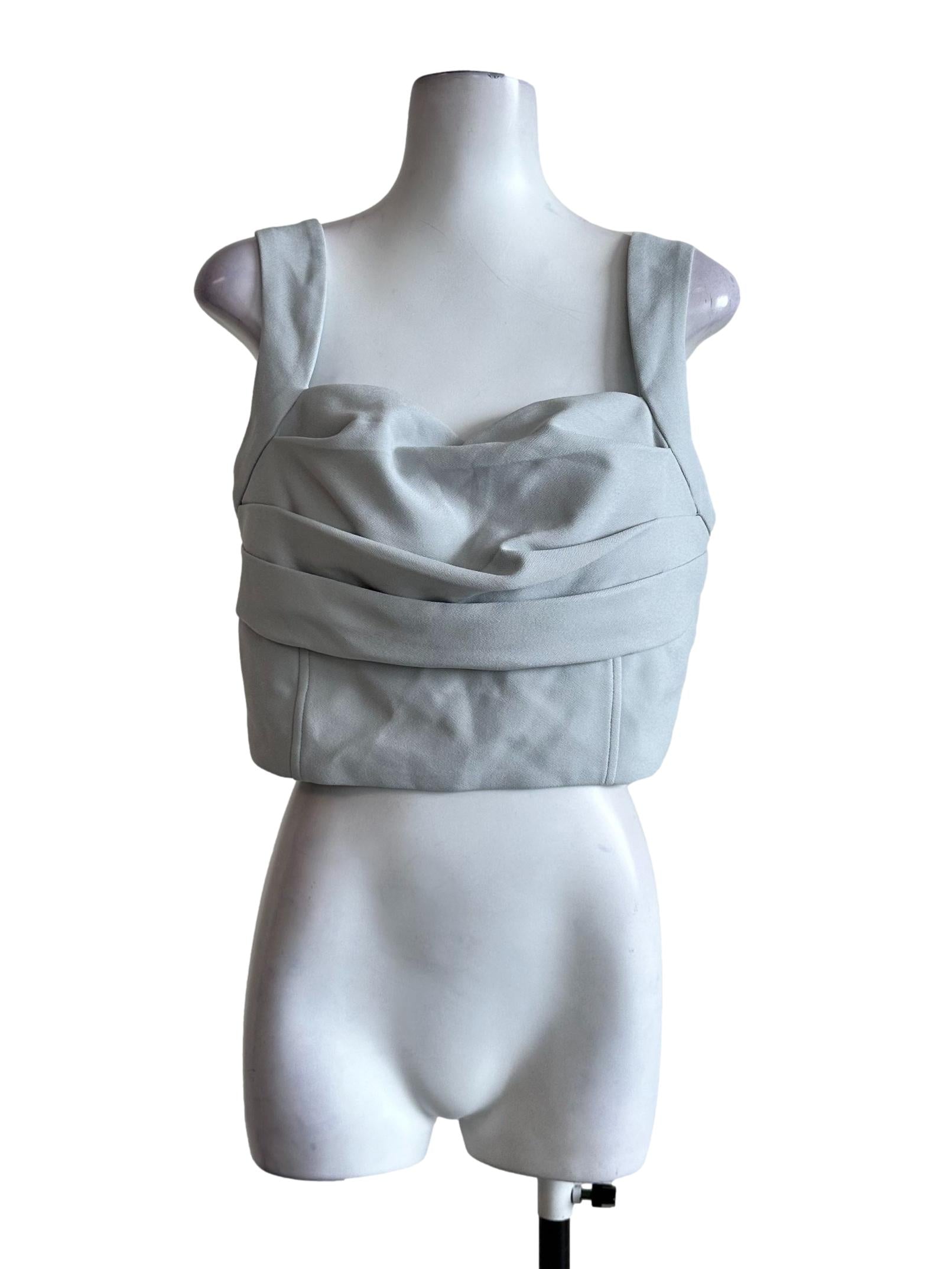 Pastel Blue Padded Draped Sleeveless Top