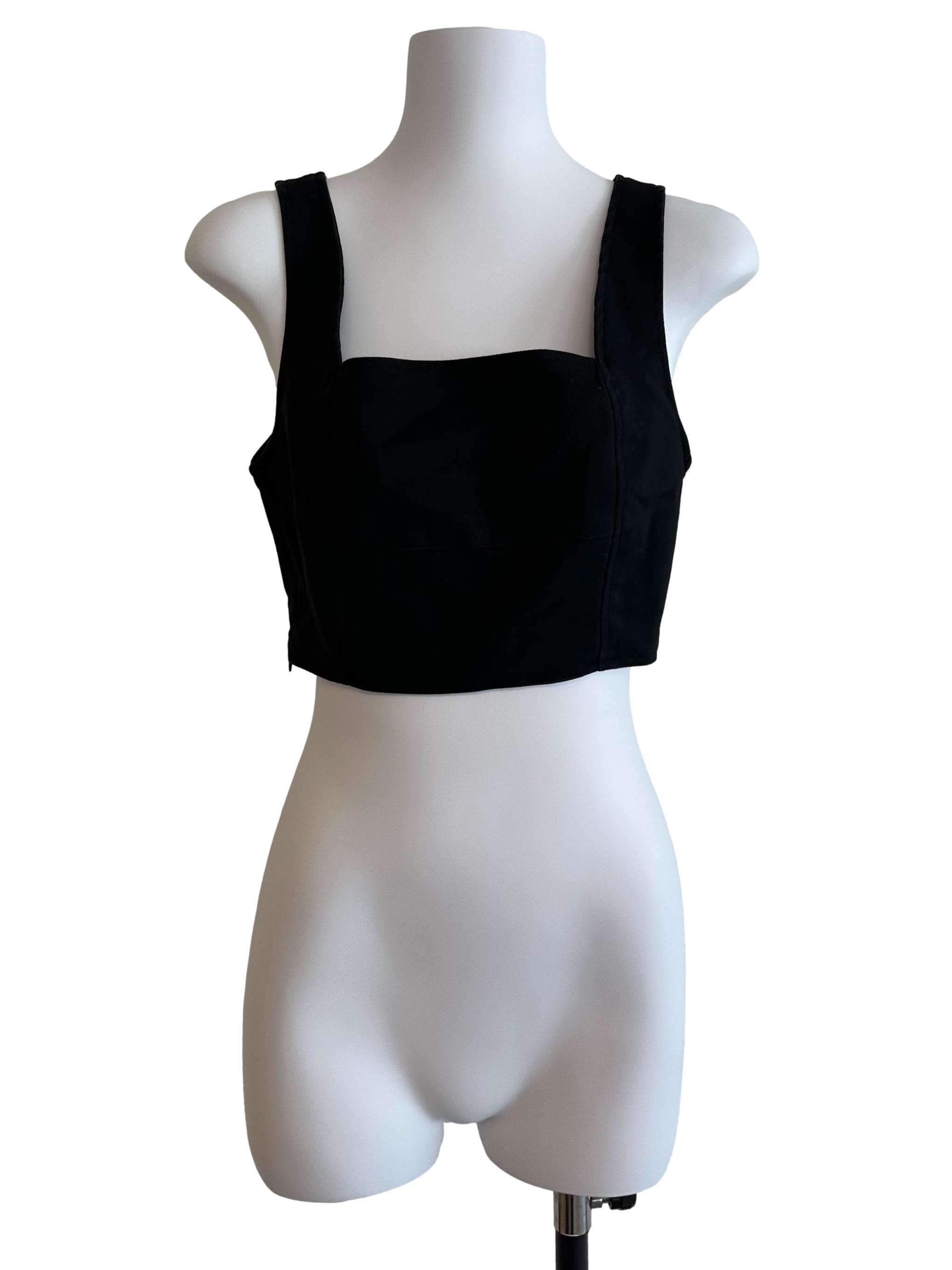 Raven Black Square Neck Crop Top