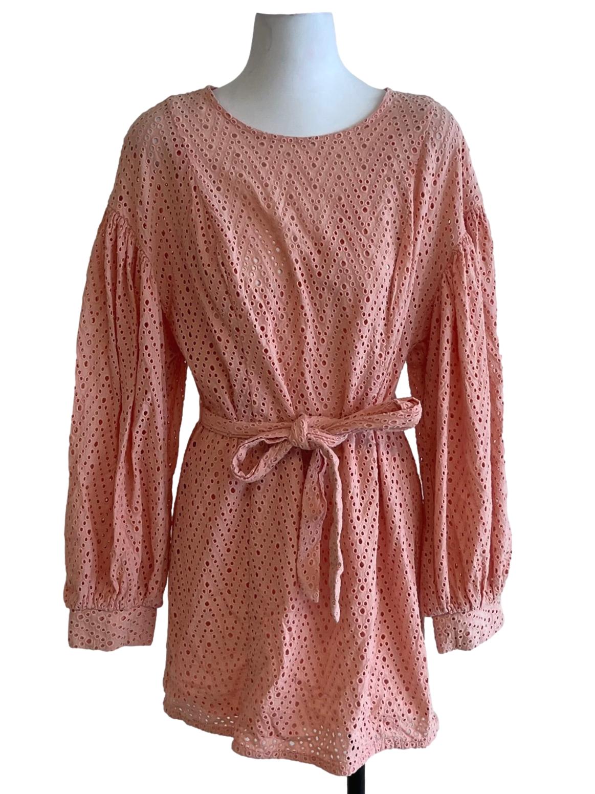Peach Pink Birdseye Empire Dress