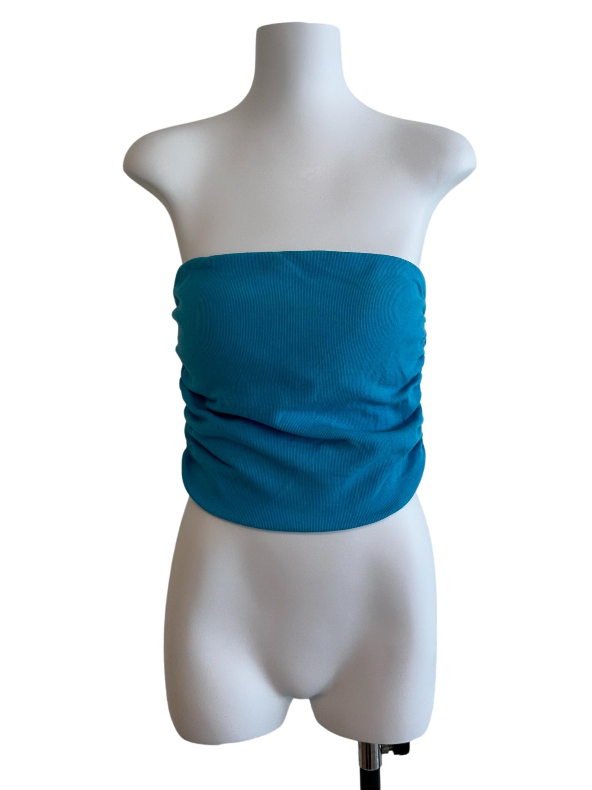 Sky Blue Ruched Tube Top