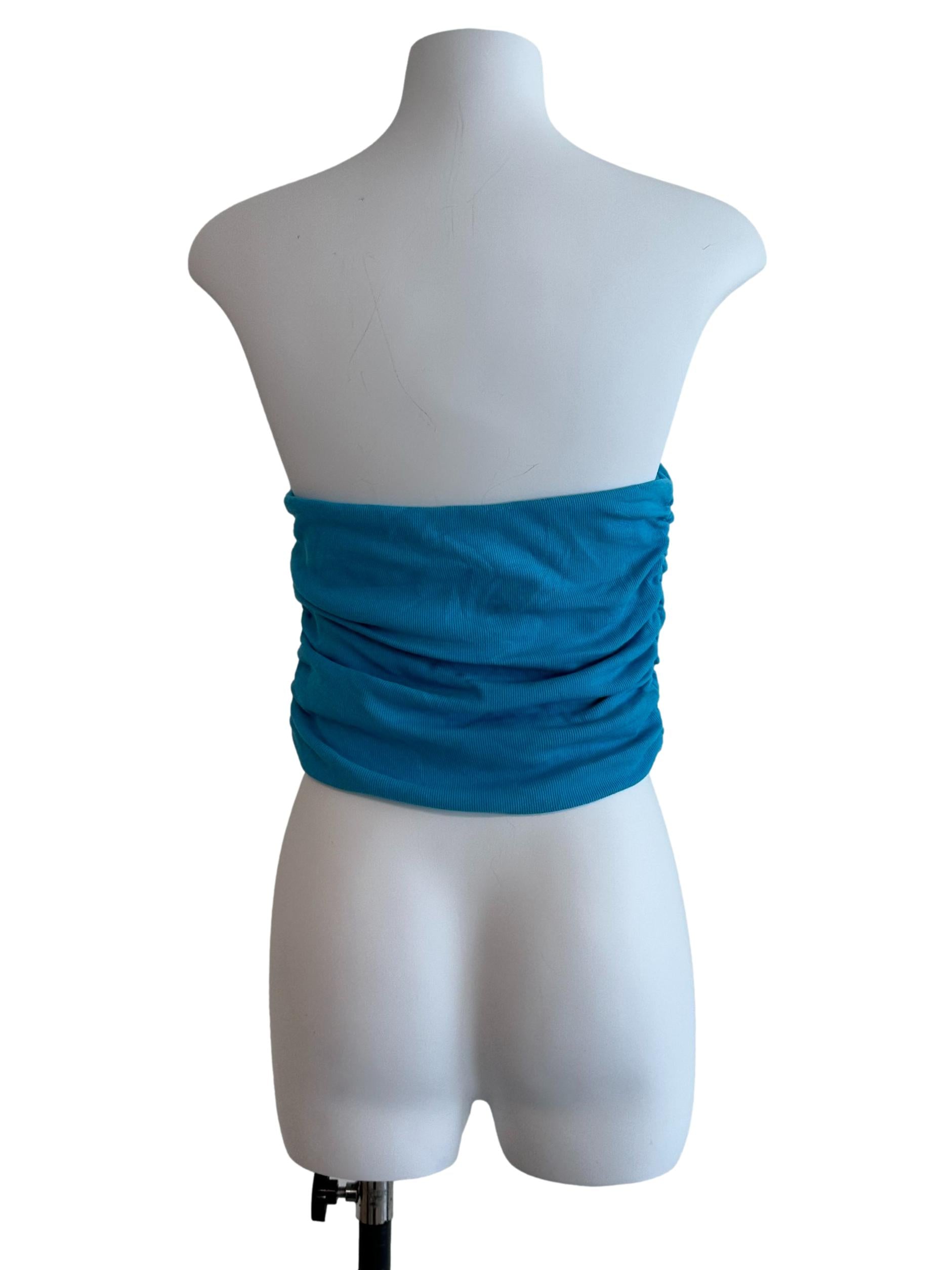 Sky Blue Ruched Tube Top