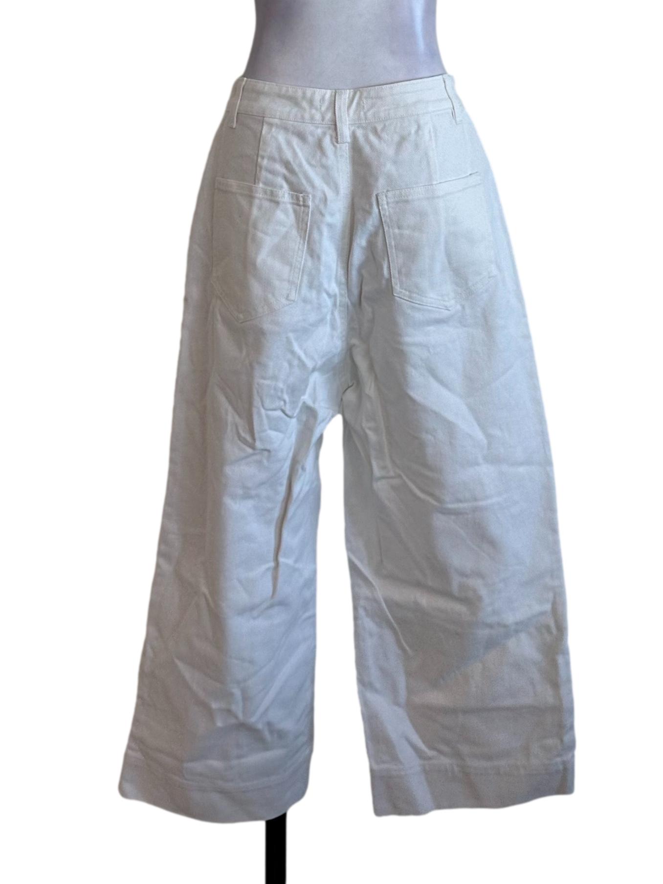 Ivory White Denim Wide Leg Jeans