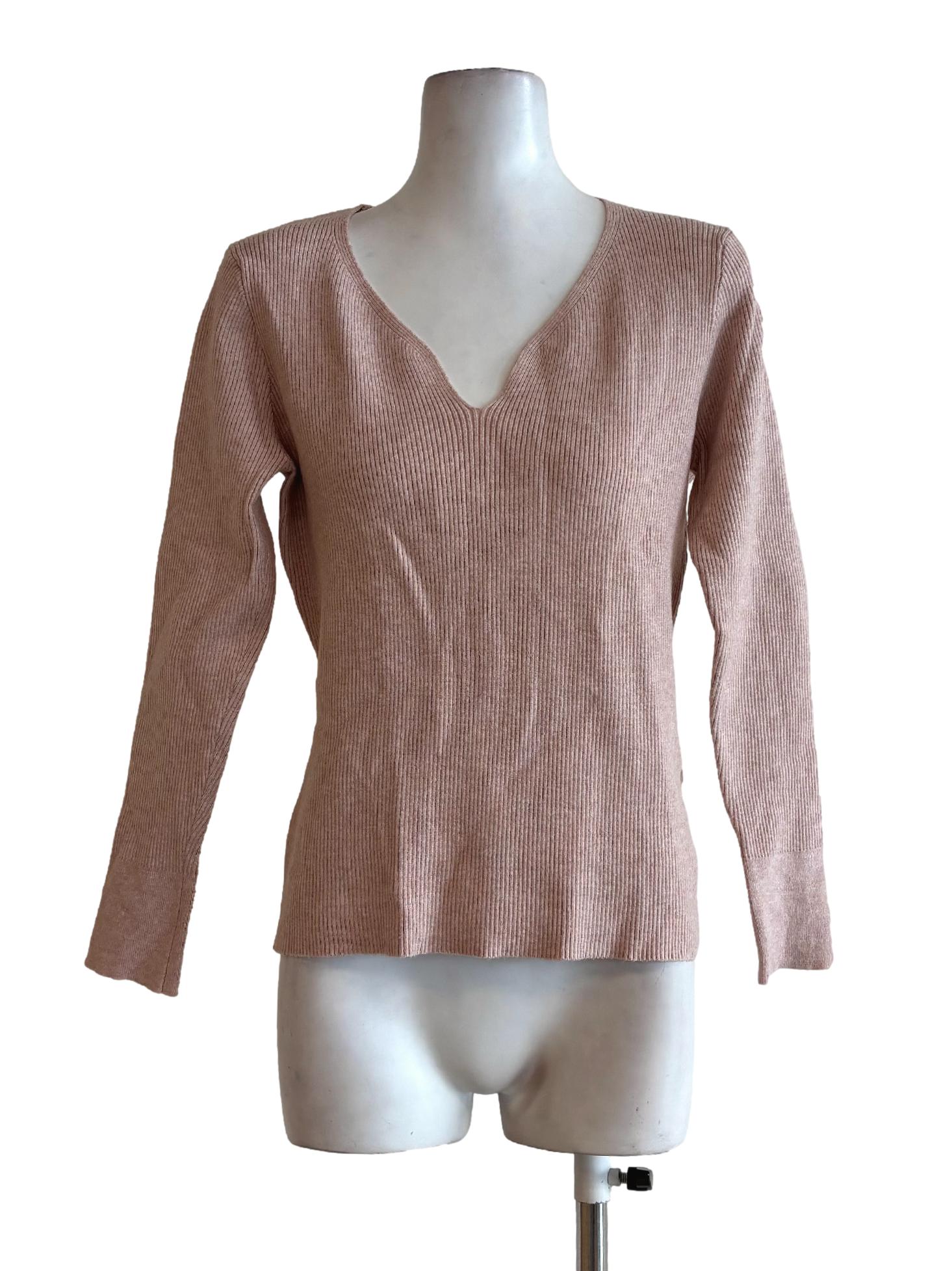 Baby Pink Long Sleeve Ribbed Top LB