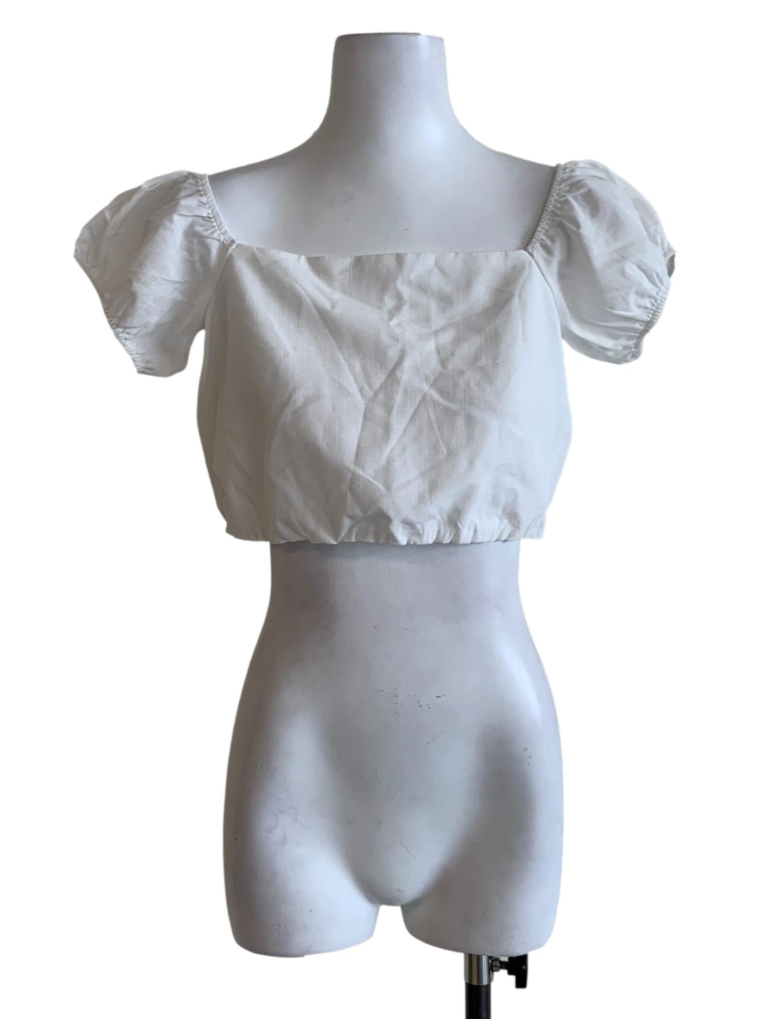 White Square Neckline Blouse