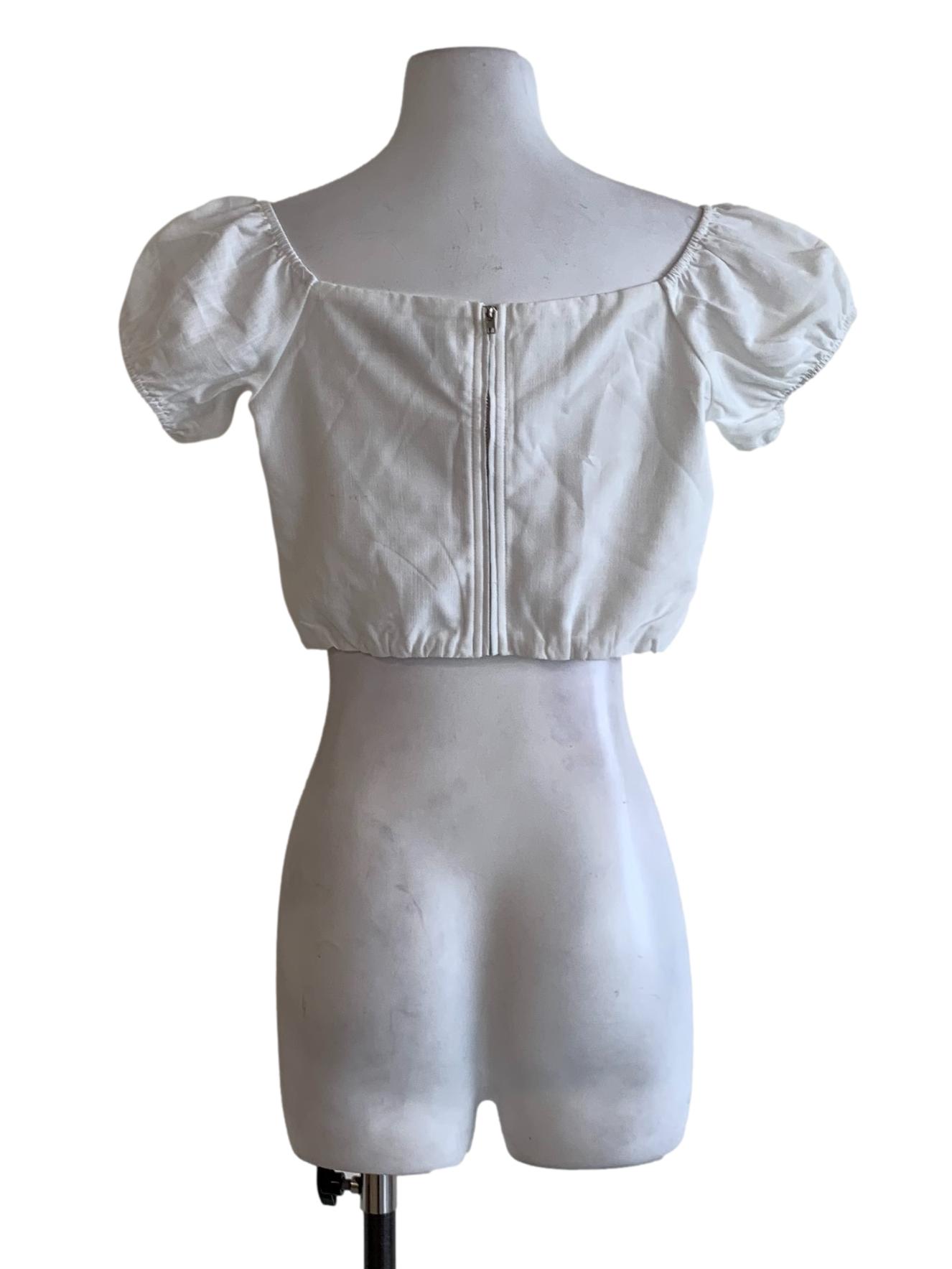 White Square Neckline Blouse