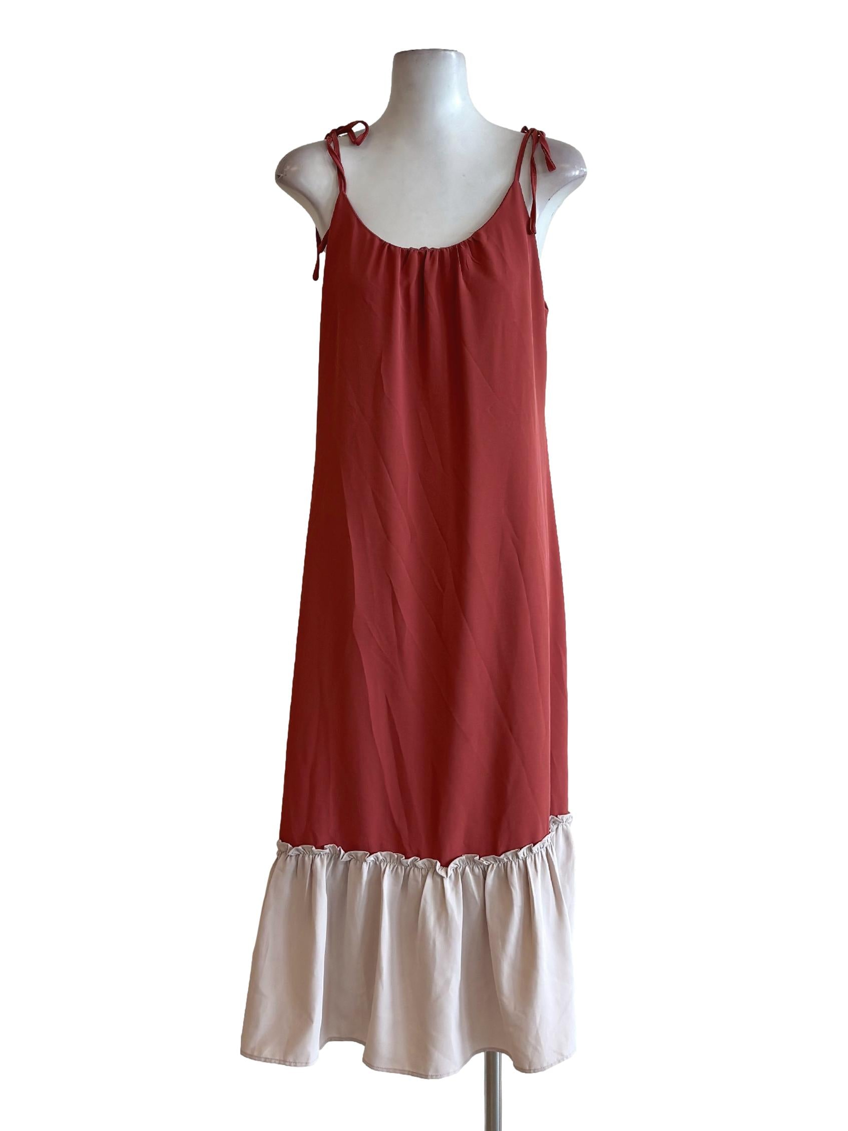 Terracotta Orange Spaghetti Strap Dress