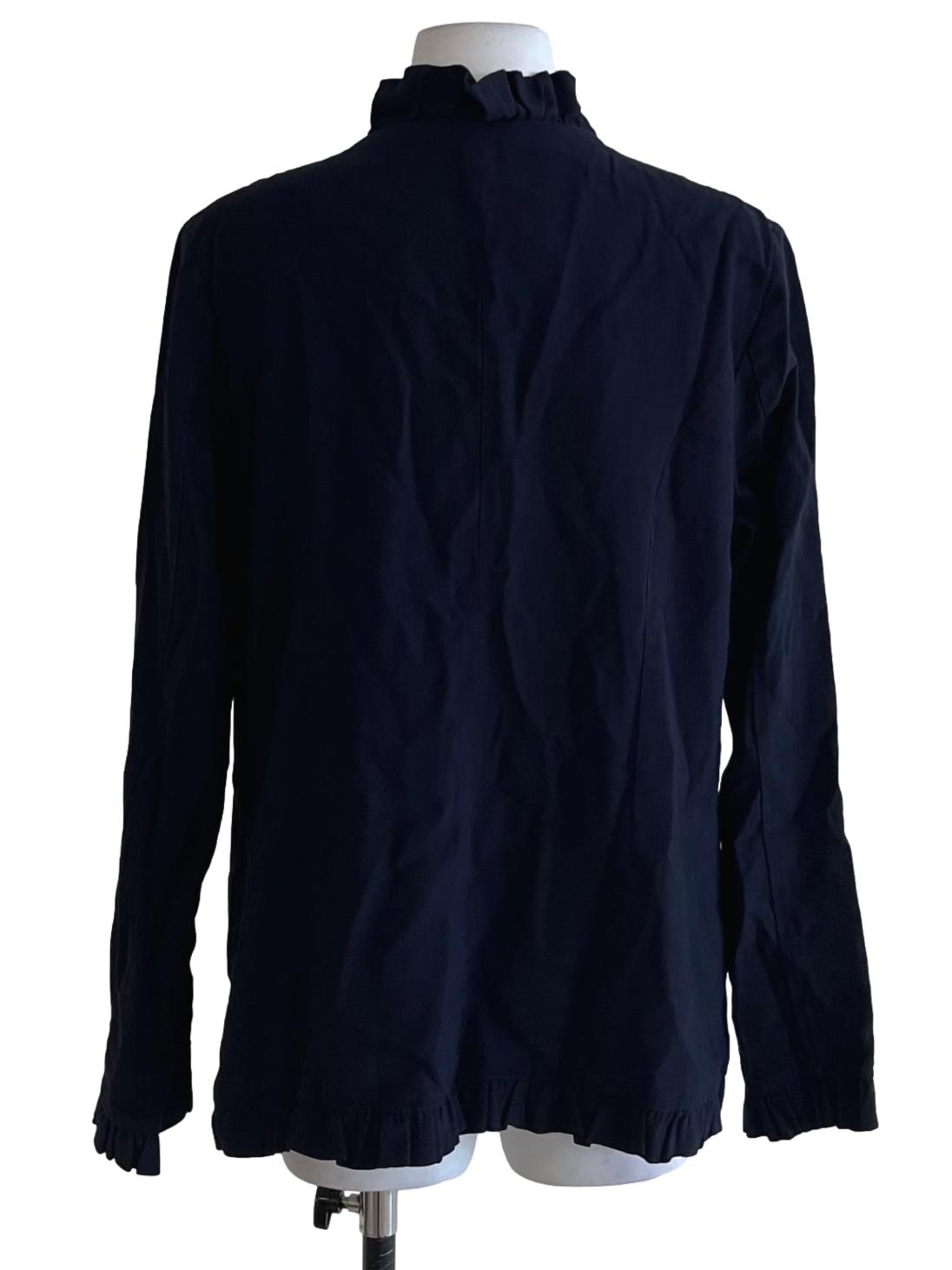 Navy Blue V-Neckline Single-Breasted Blazer