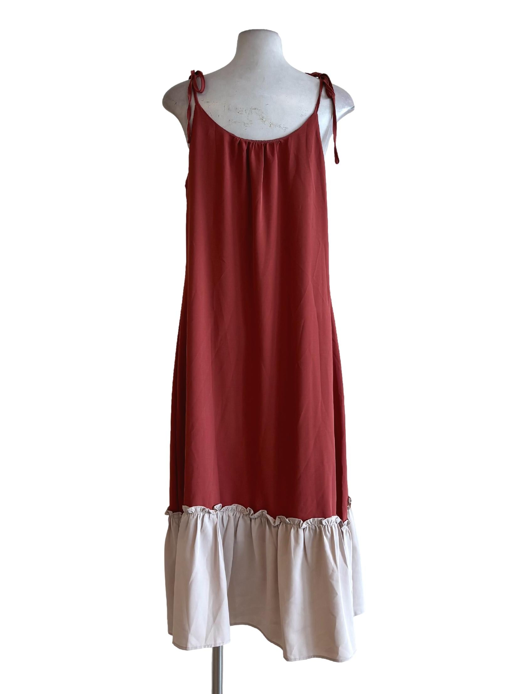 Terracotta Orange Spaghetti Strap Dress