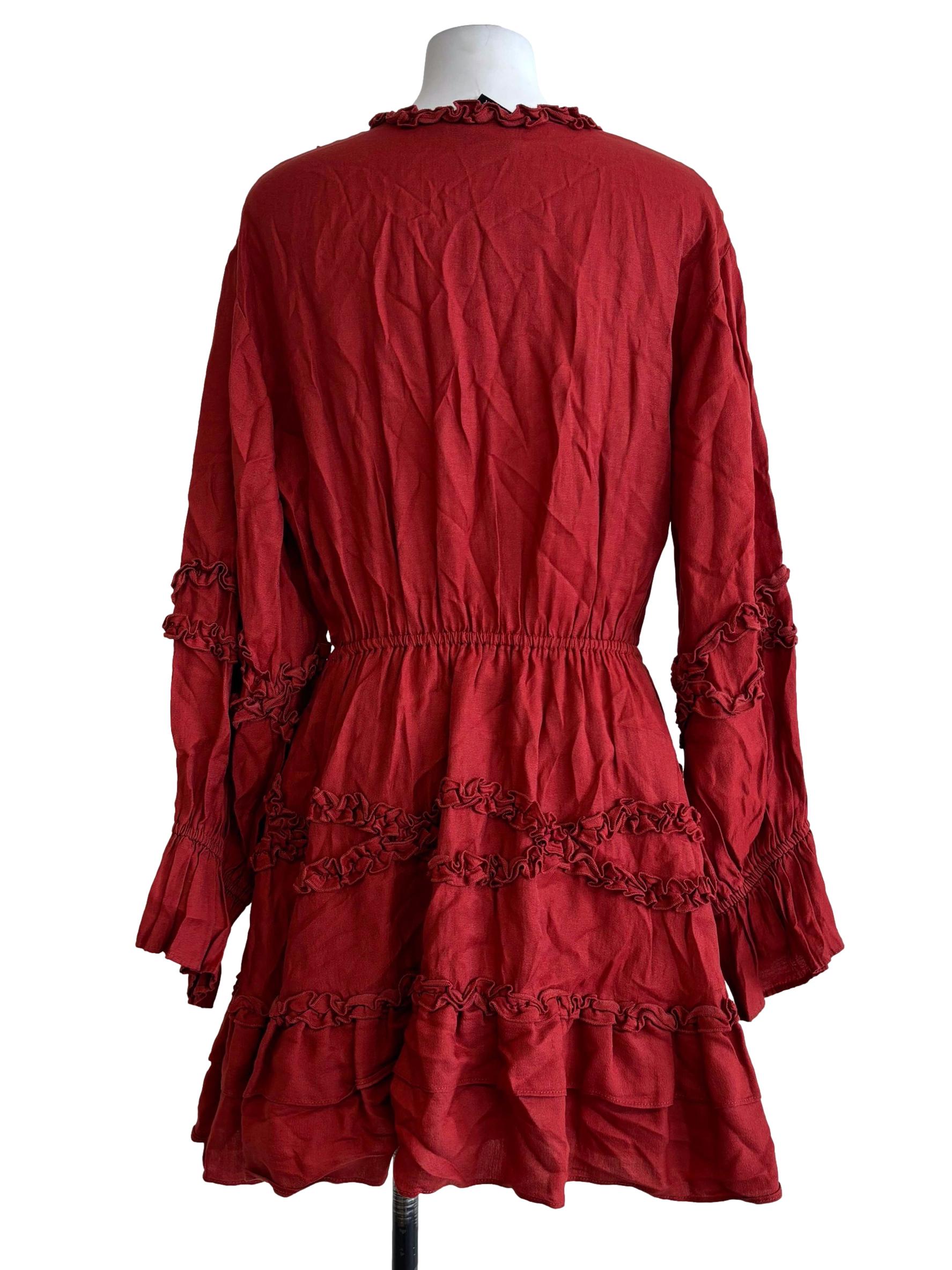 Scarlet Red Cotton Ruffle Dress