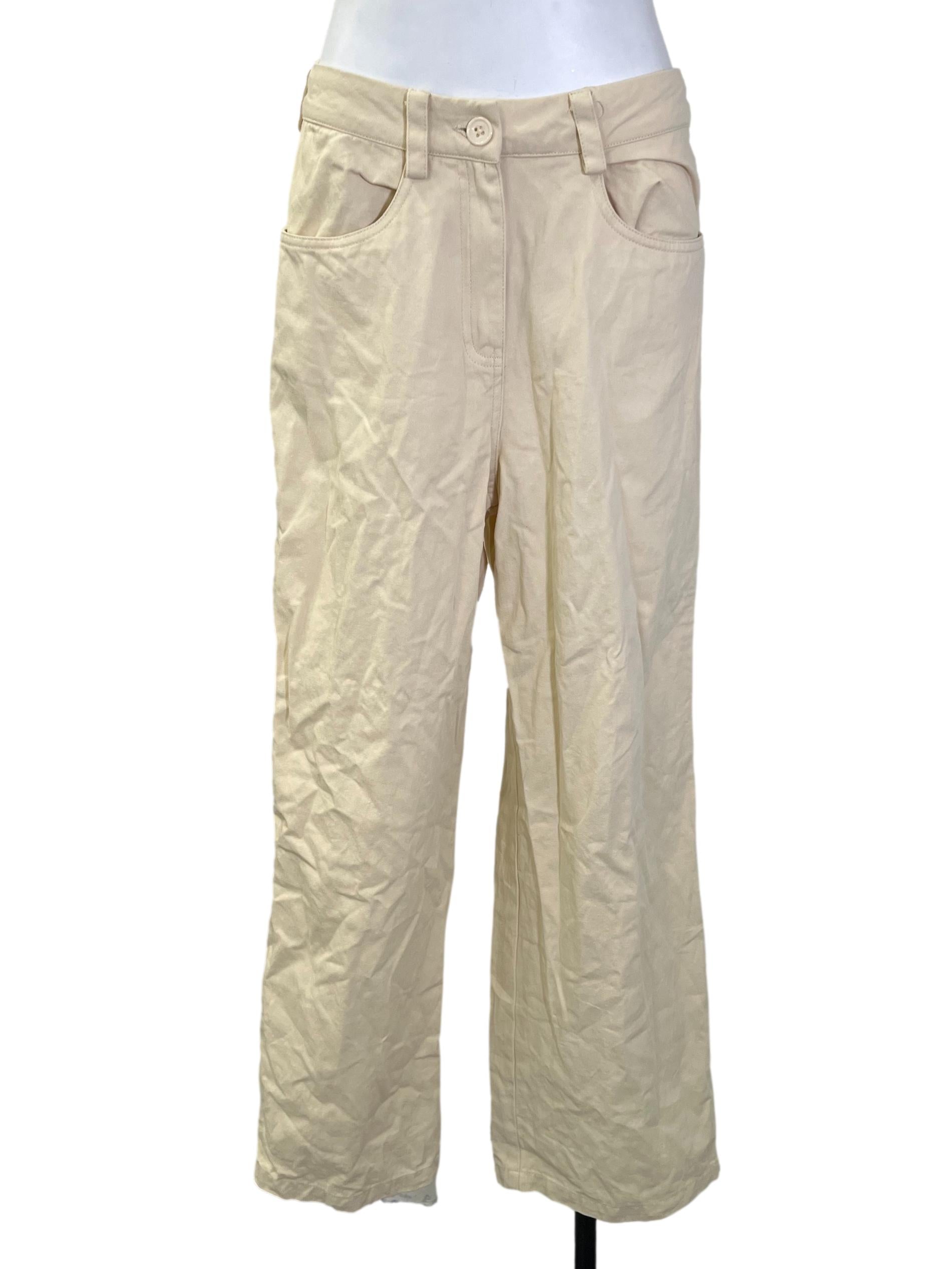 Cream Straight Cut Trousers TTR