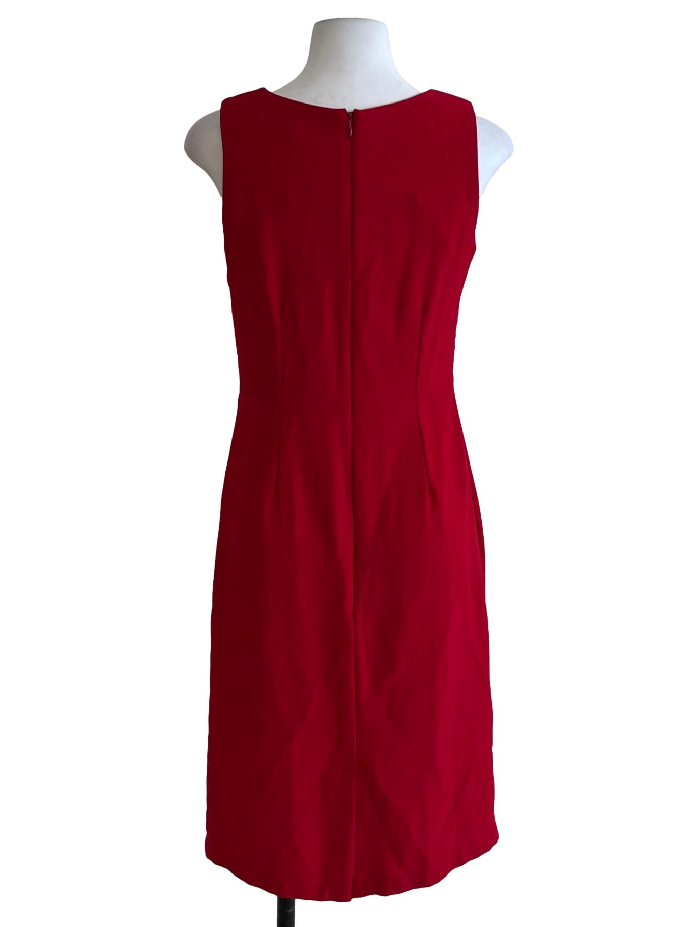Blood Red Jewel Neckline A-Line Dress