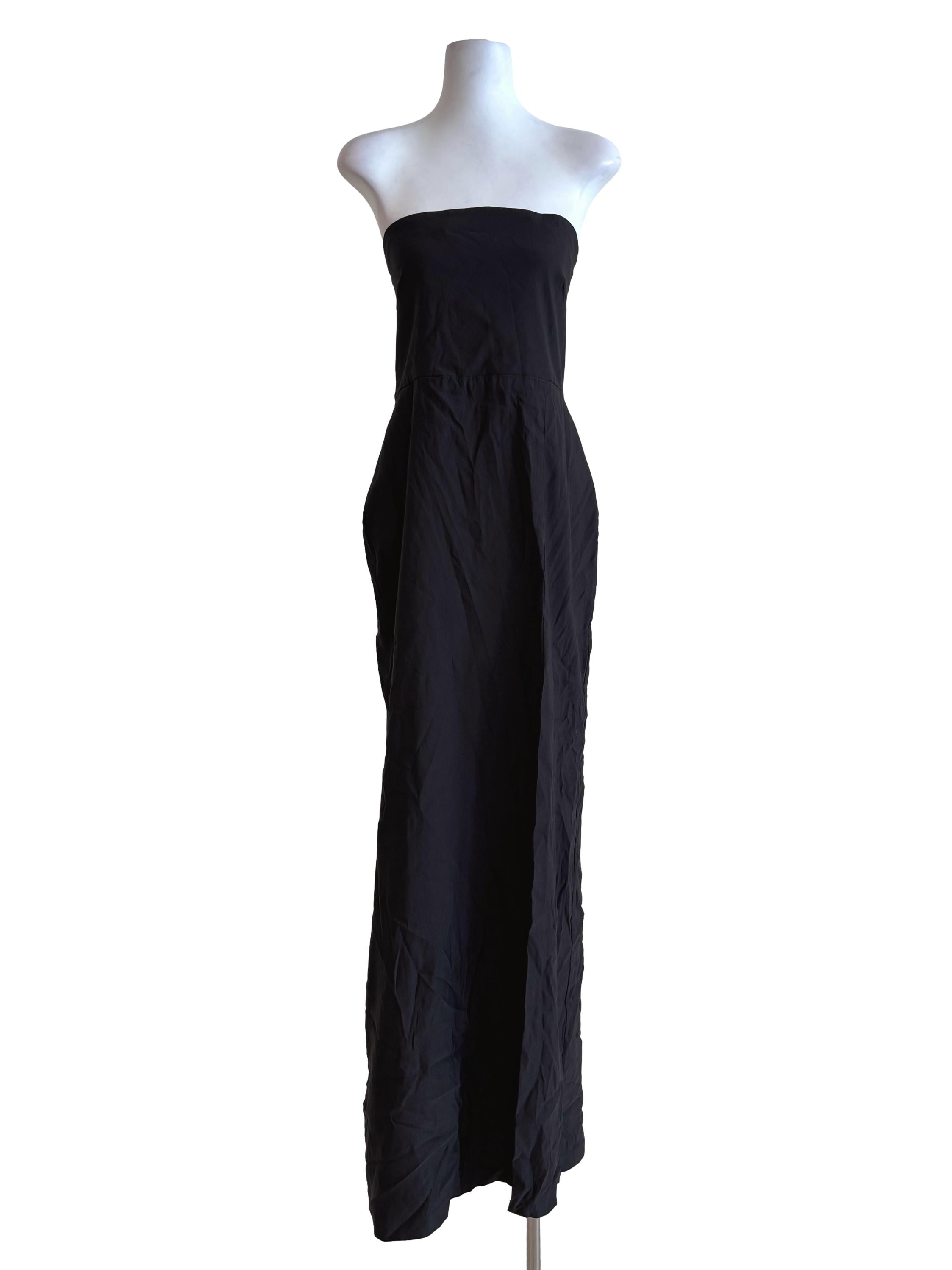 Jet Black Strapless Cotton Maxi Dress