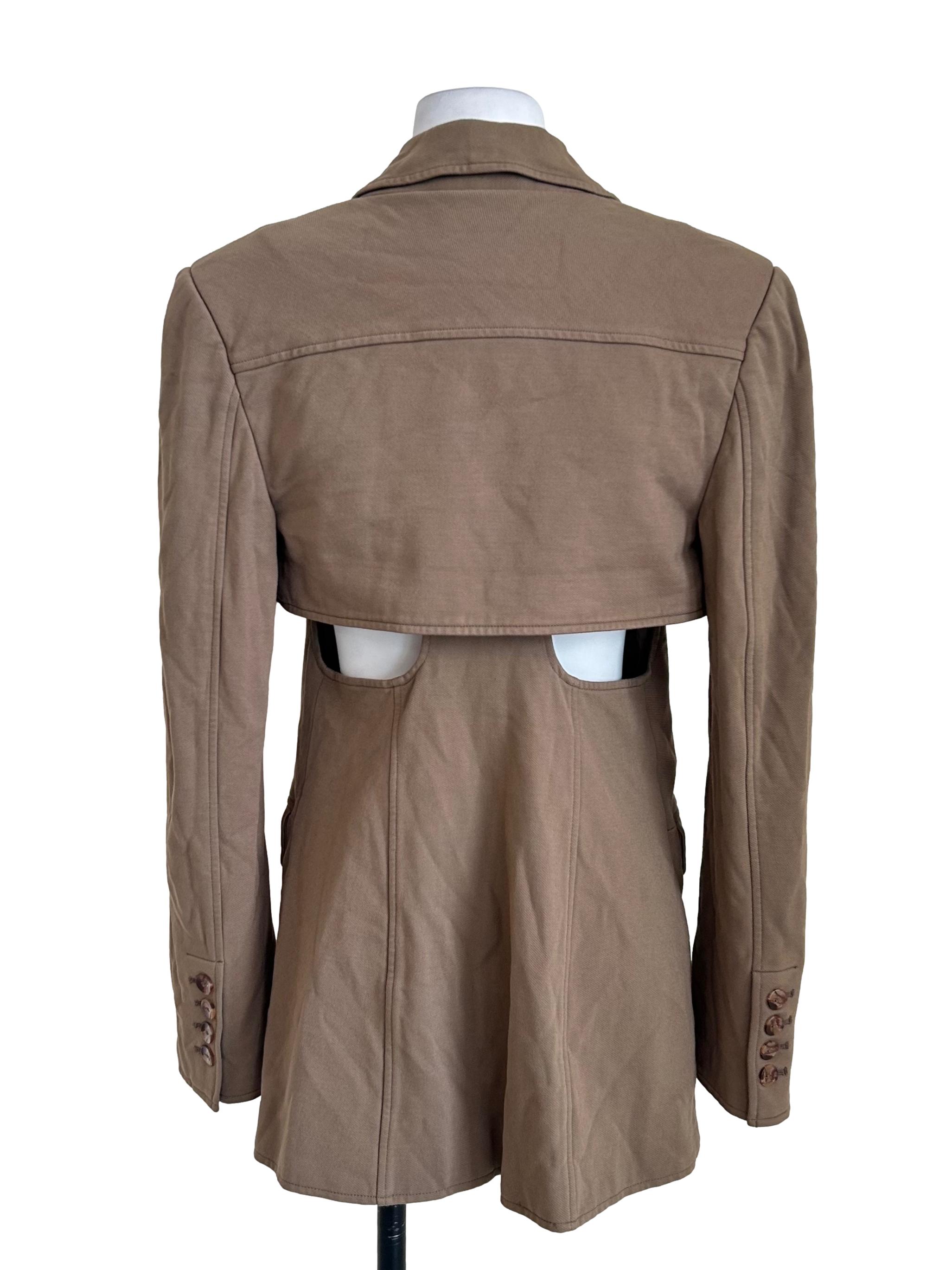 Olive Green Cape-Overlay Tailored Button Blazer