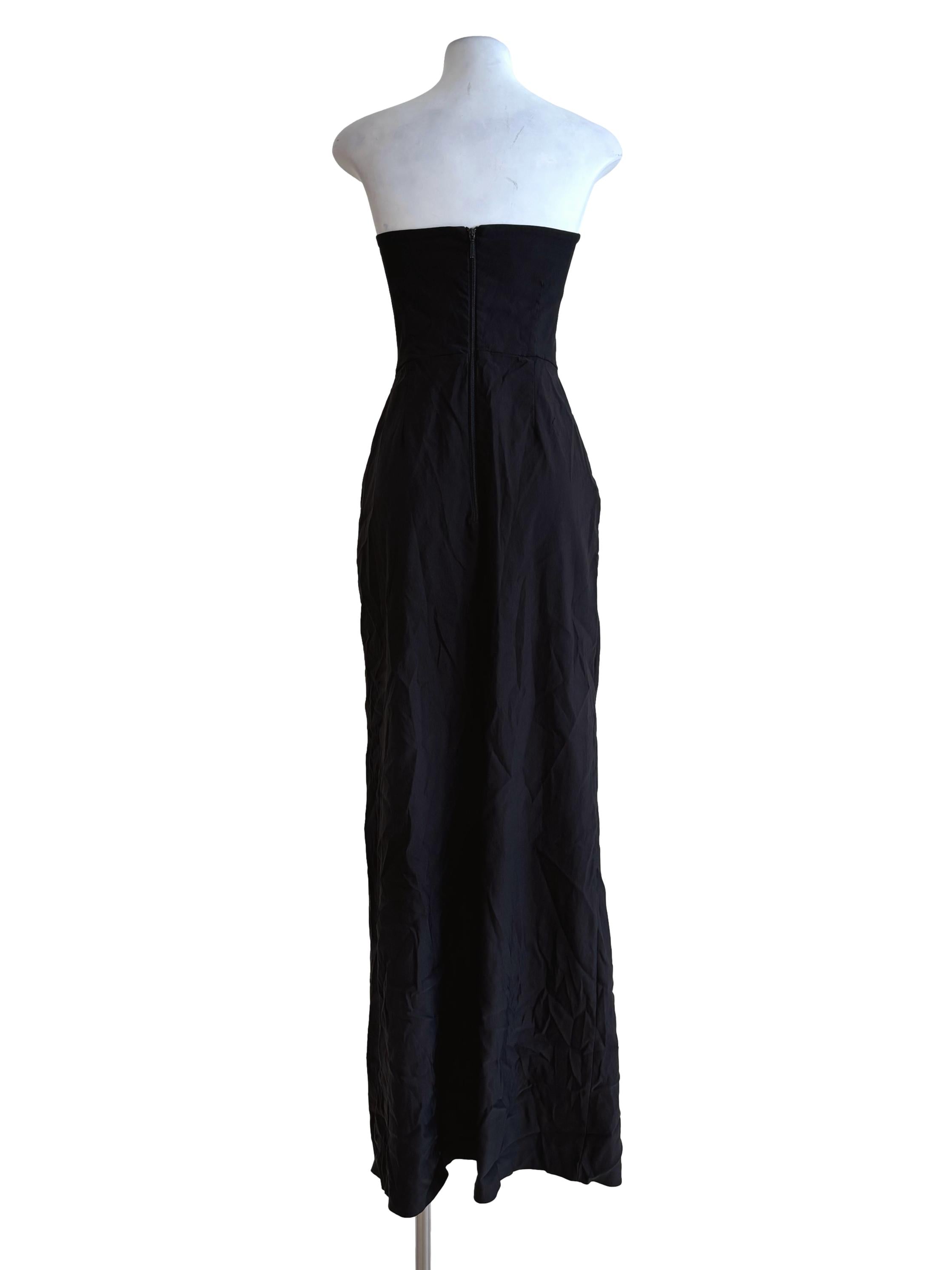 Jet Black Strapless Cotton Maxi Dress