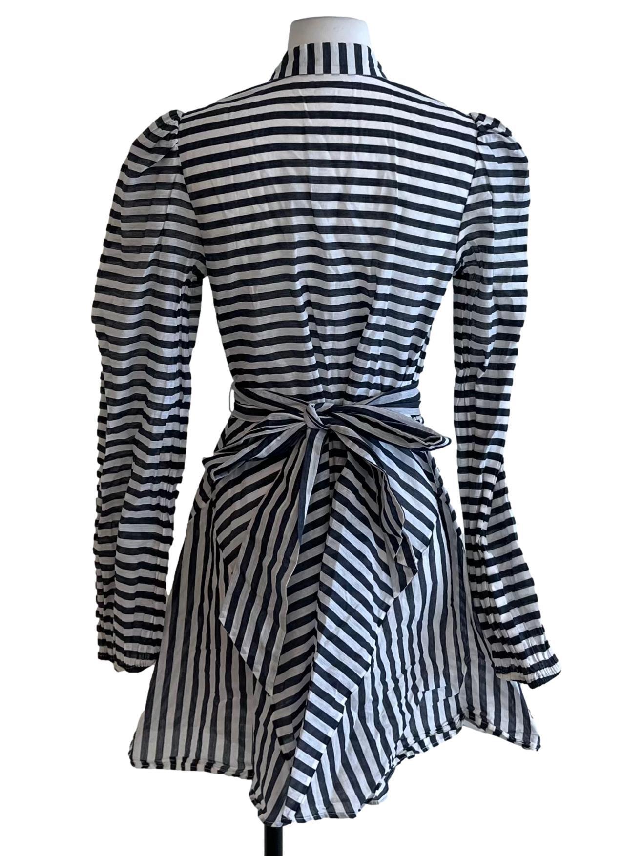 White Bengal Stripe Empire Dress