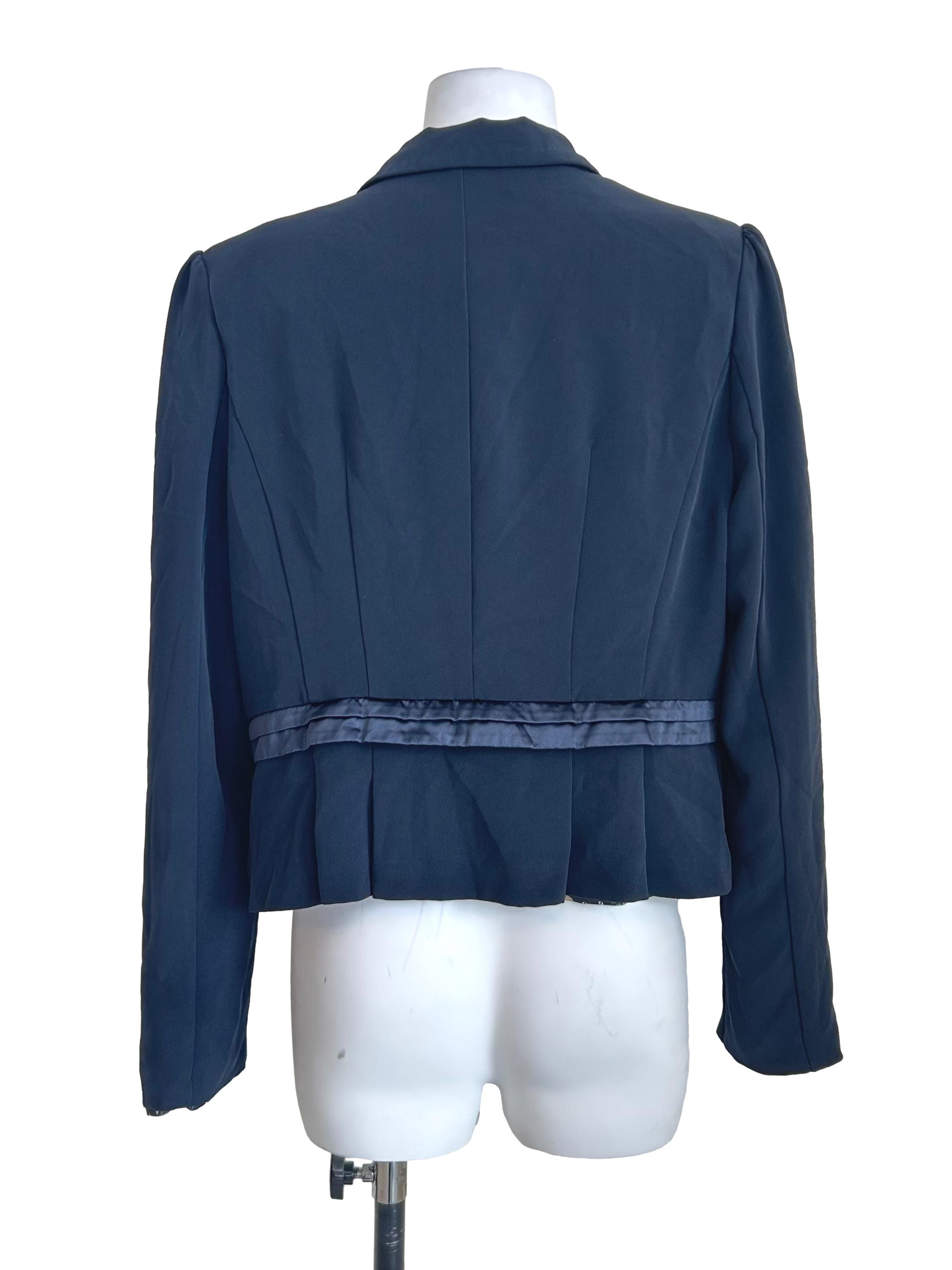 Navy Blue Cropped Fitted Blazer
