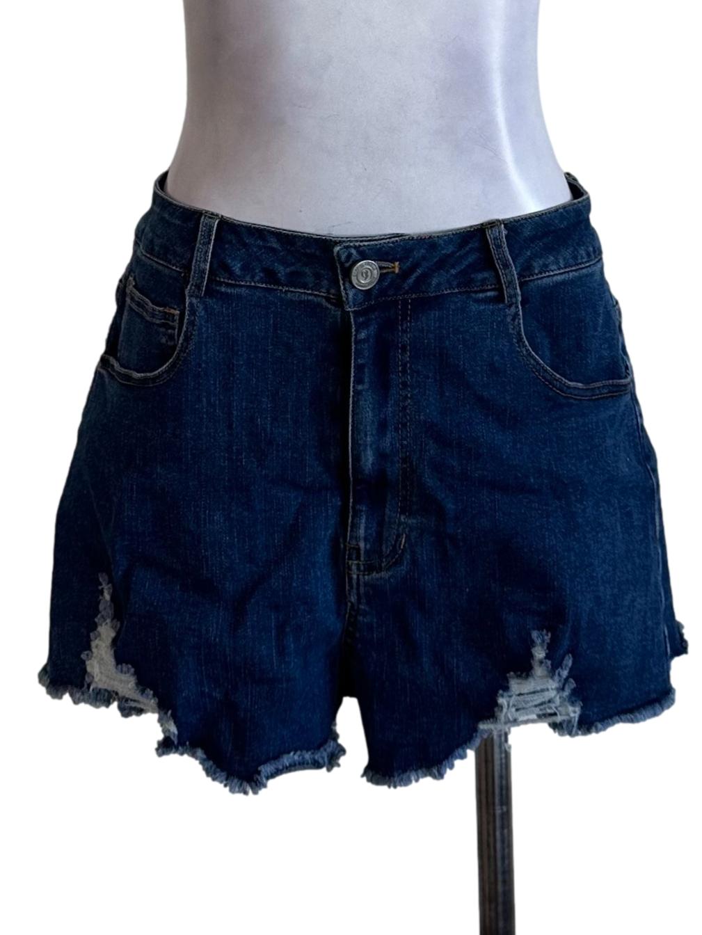 Dark Blue Denim Ripped Shorts
