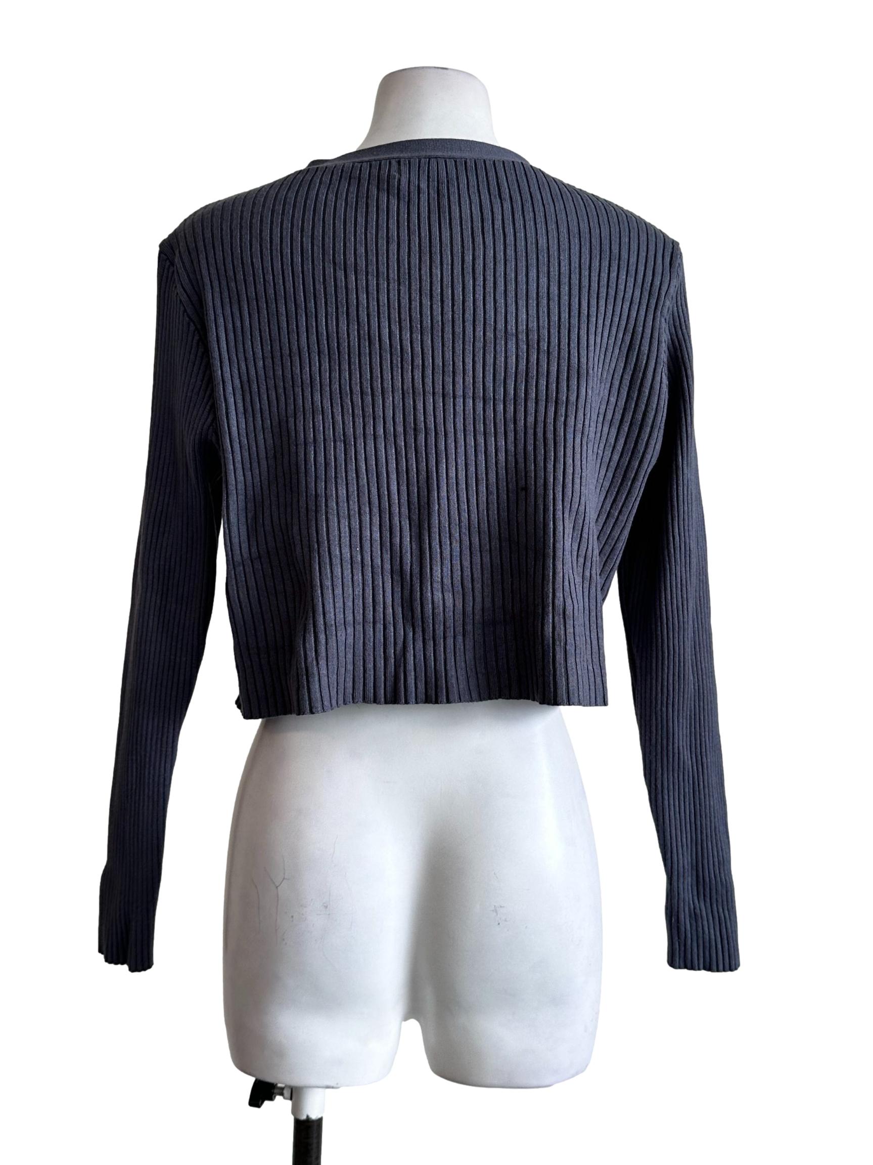 Shadow Grey Pleated Button Cardigan