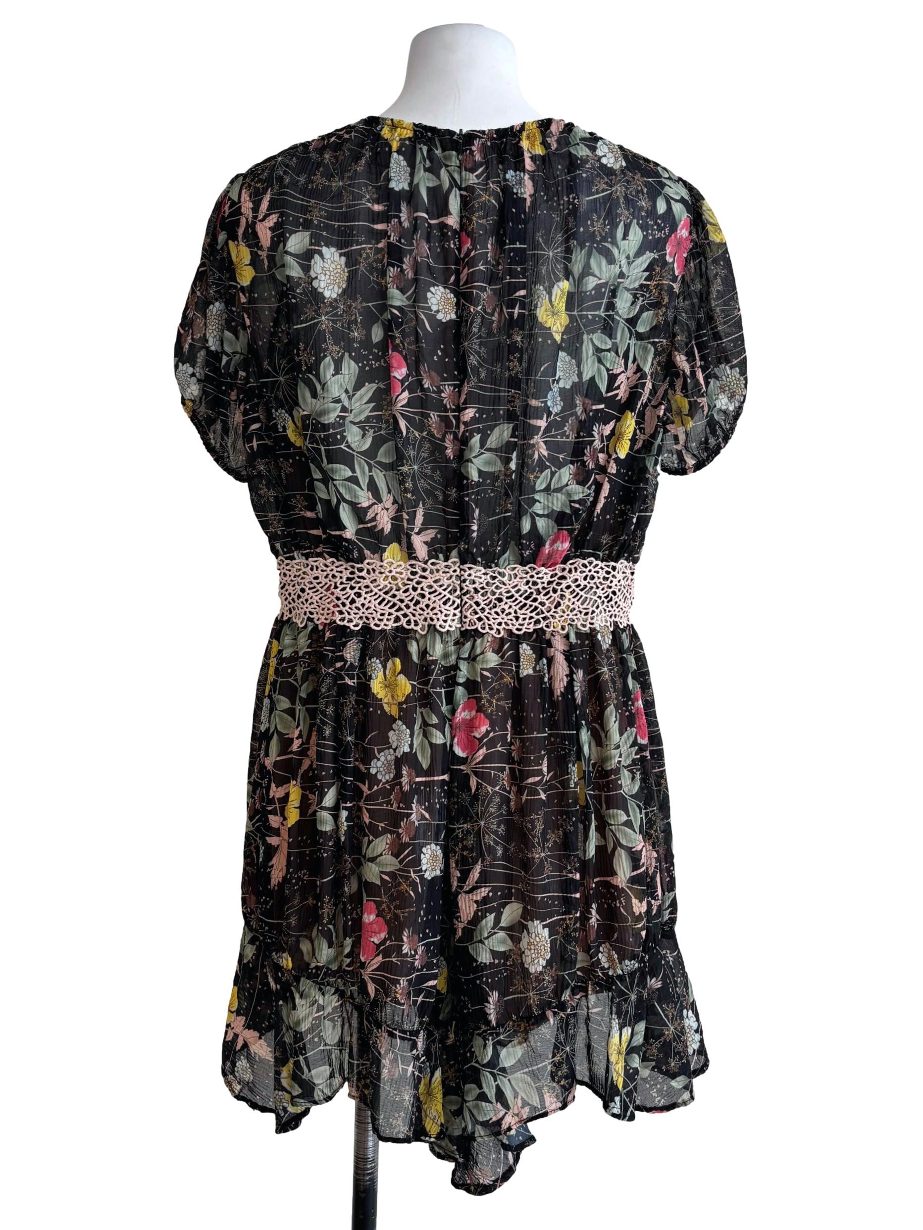 Charcoal Black Printed Romper