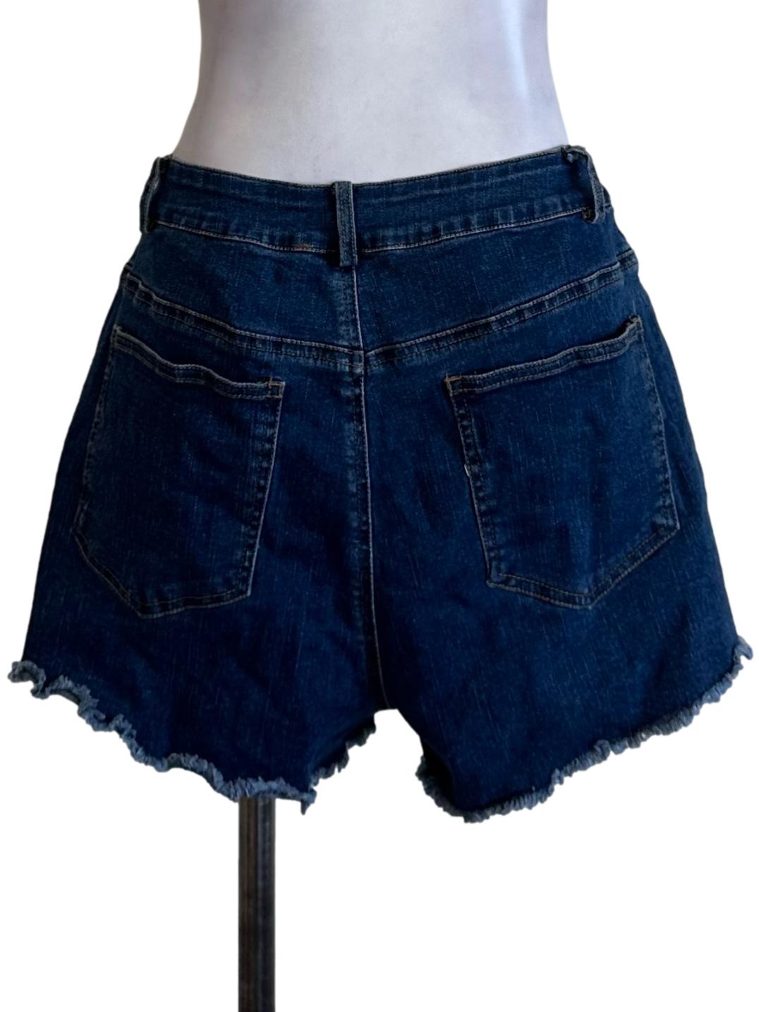 Dark Blue Denim Ripped Shorts