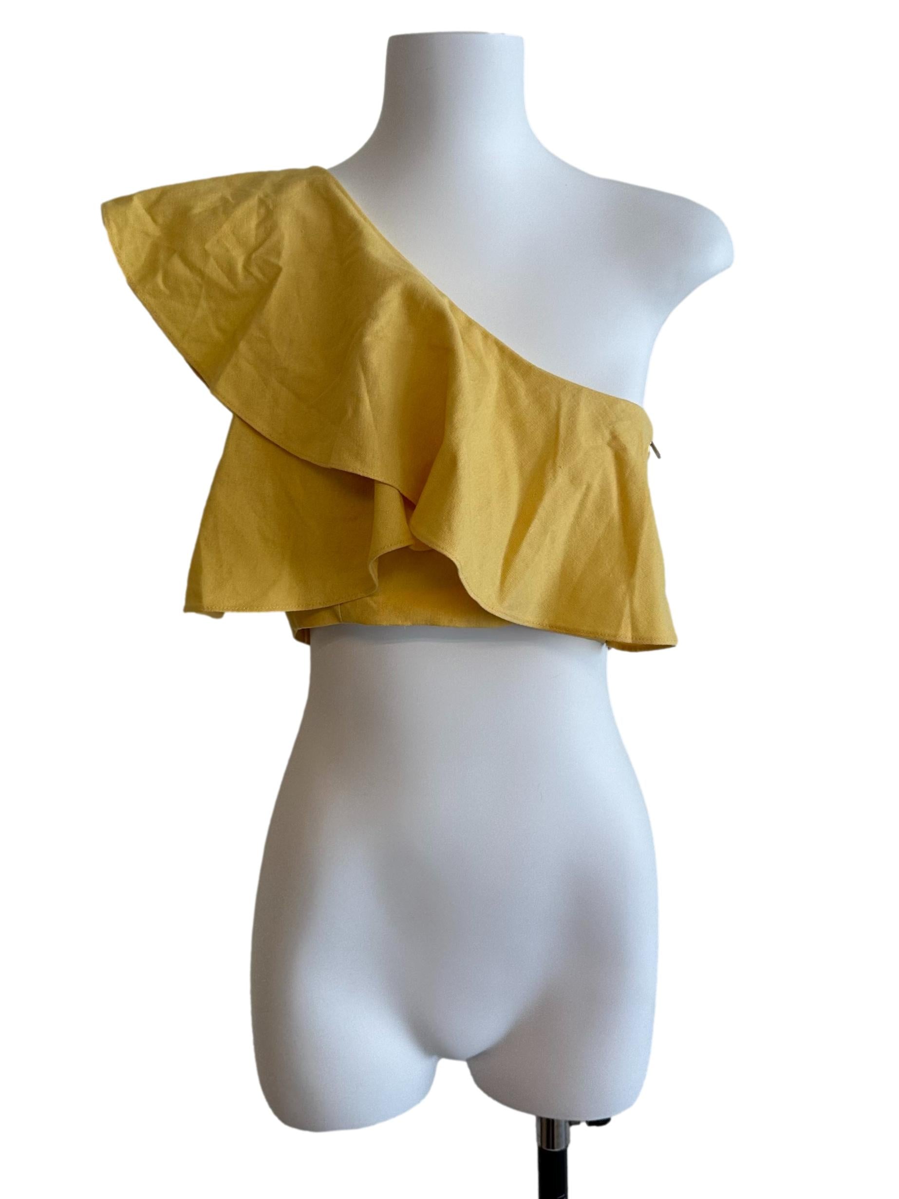 Sunny Yellow Ruffle Asymmetric Top