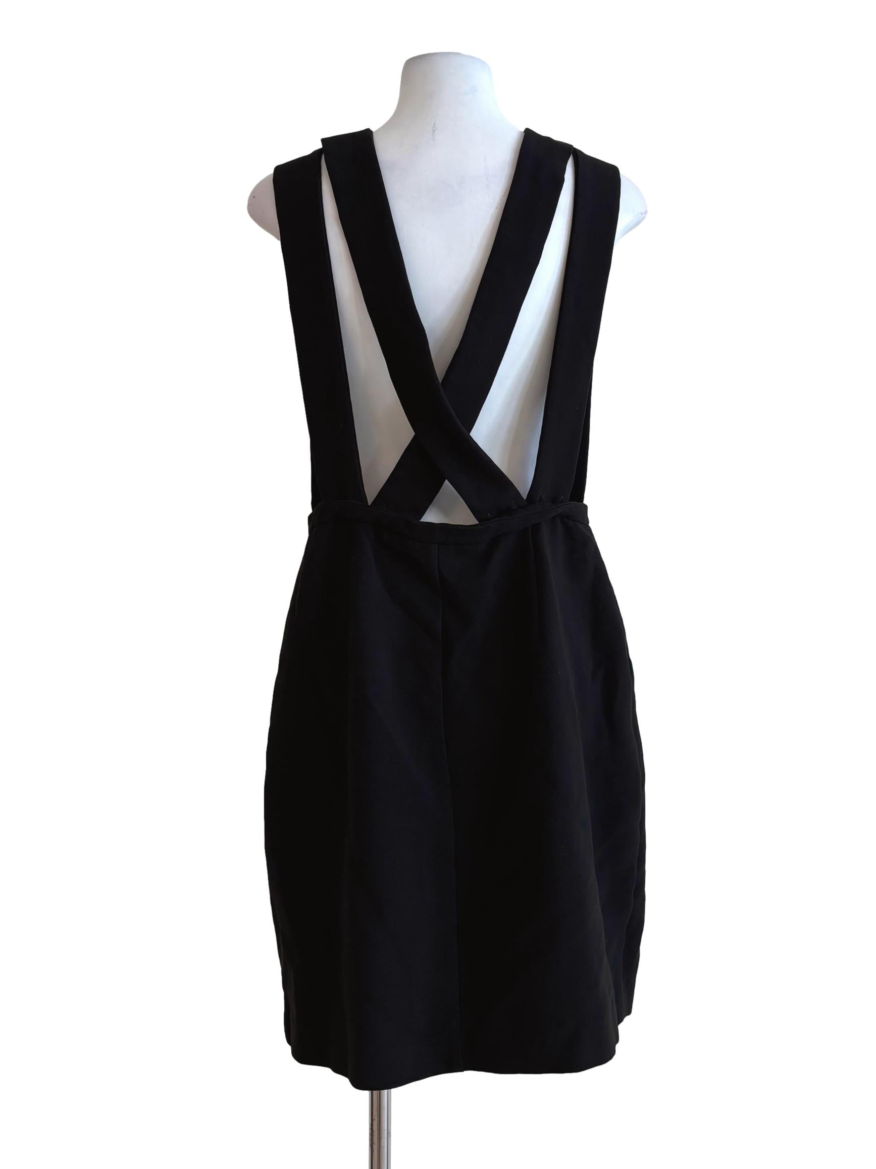 Black Plunged Neck Zip Up Dress