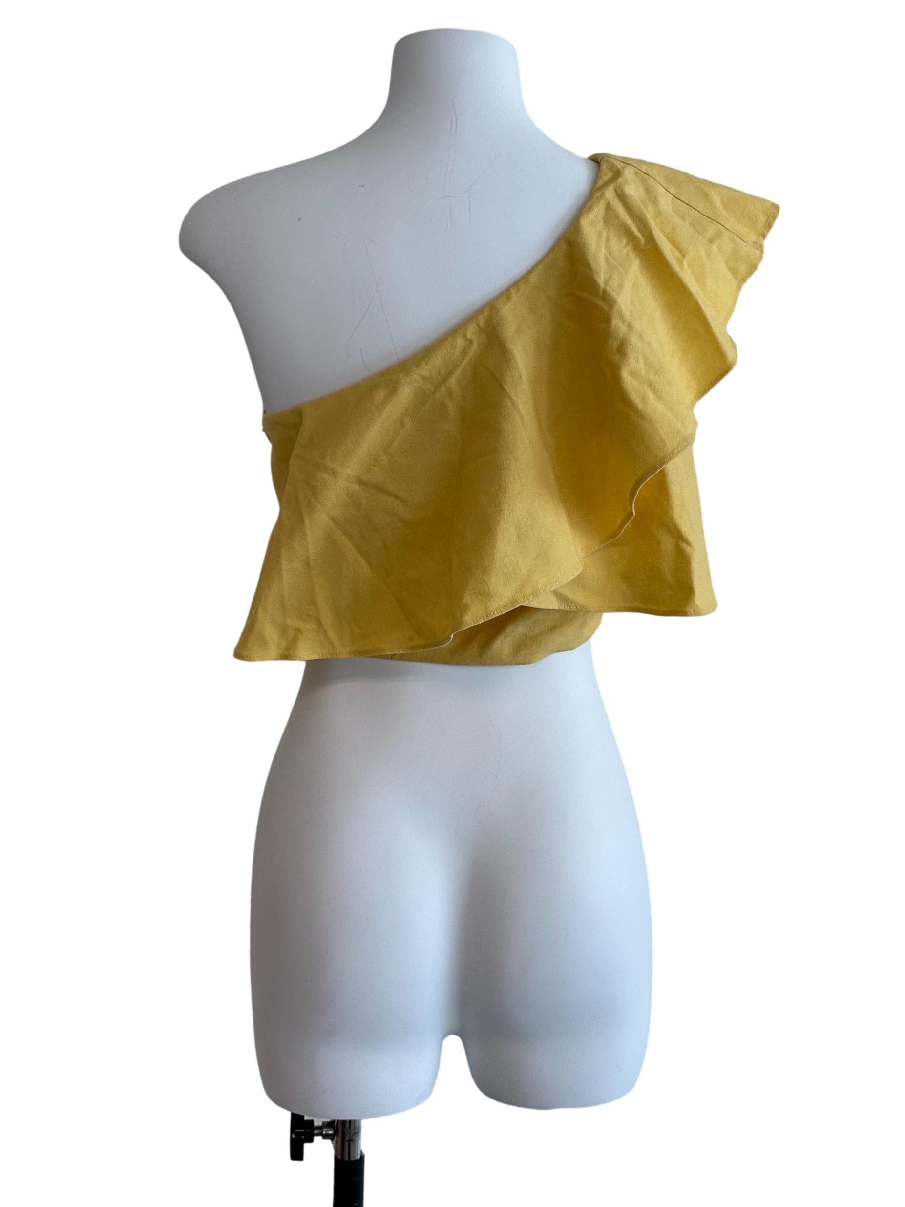 Sunny Yellow Ruffle Asymmetric Top