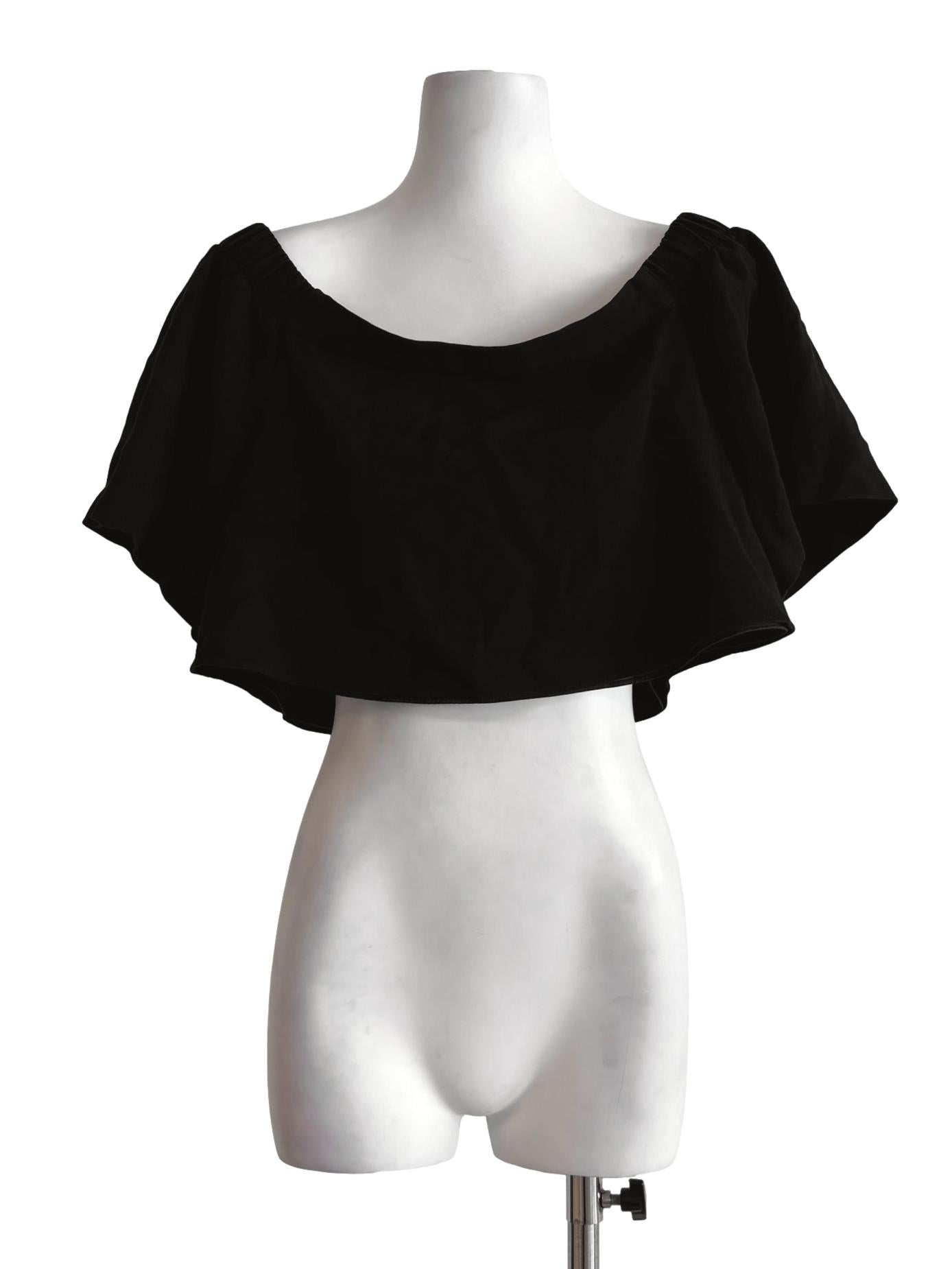 Rich Black Off Shoulder Crop Top