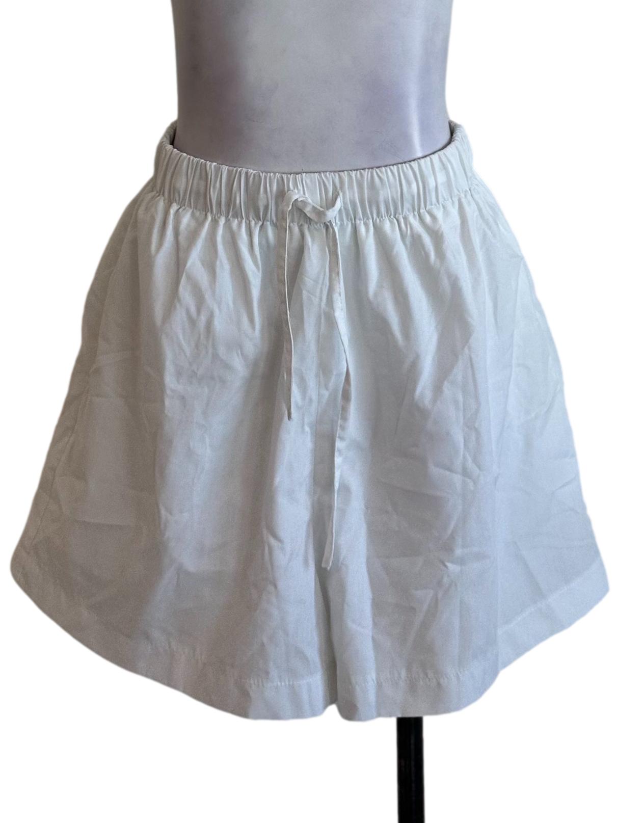 Pearl White Elastic Waist Shorts