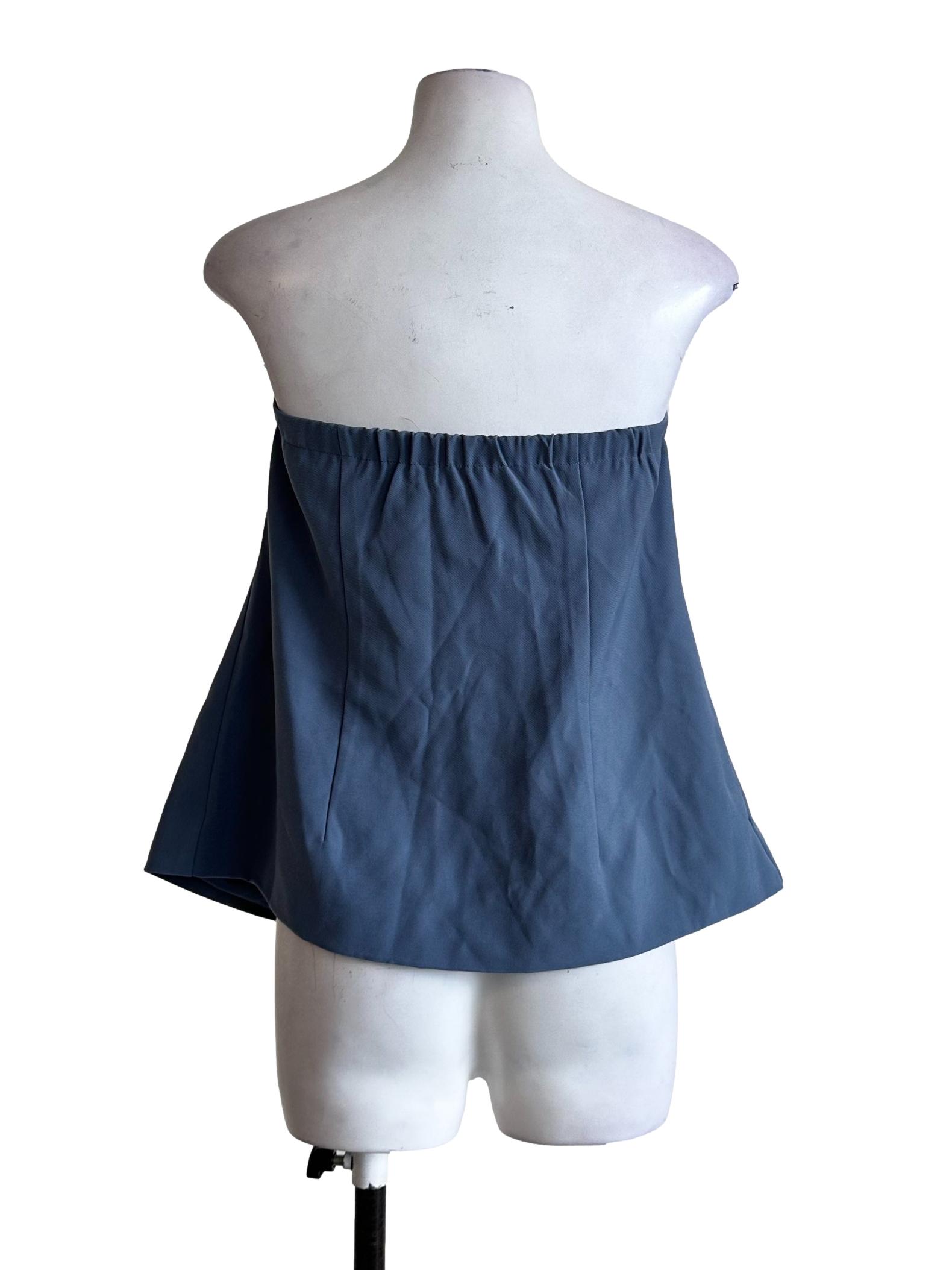 Bluish Grey Strapless Vest