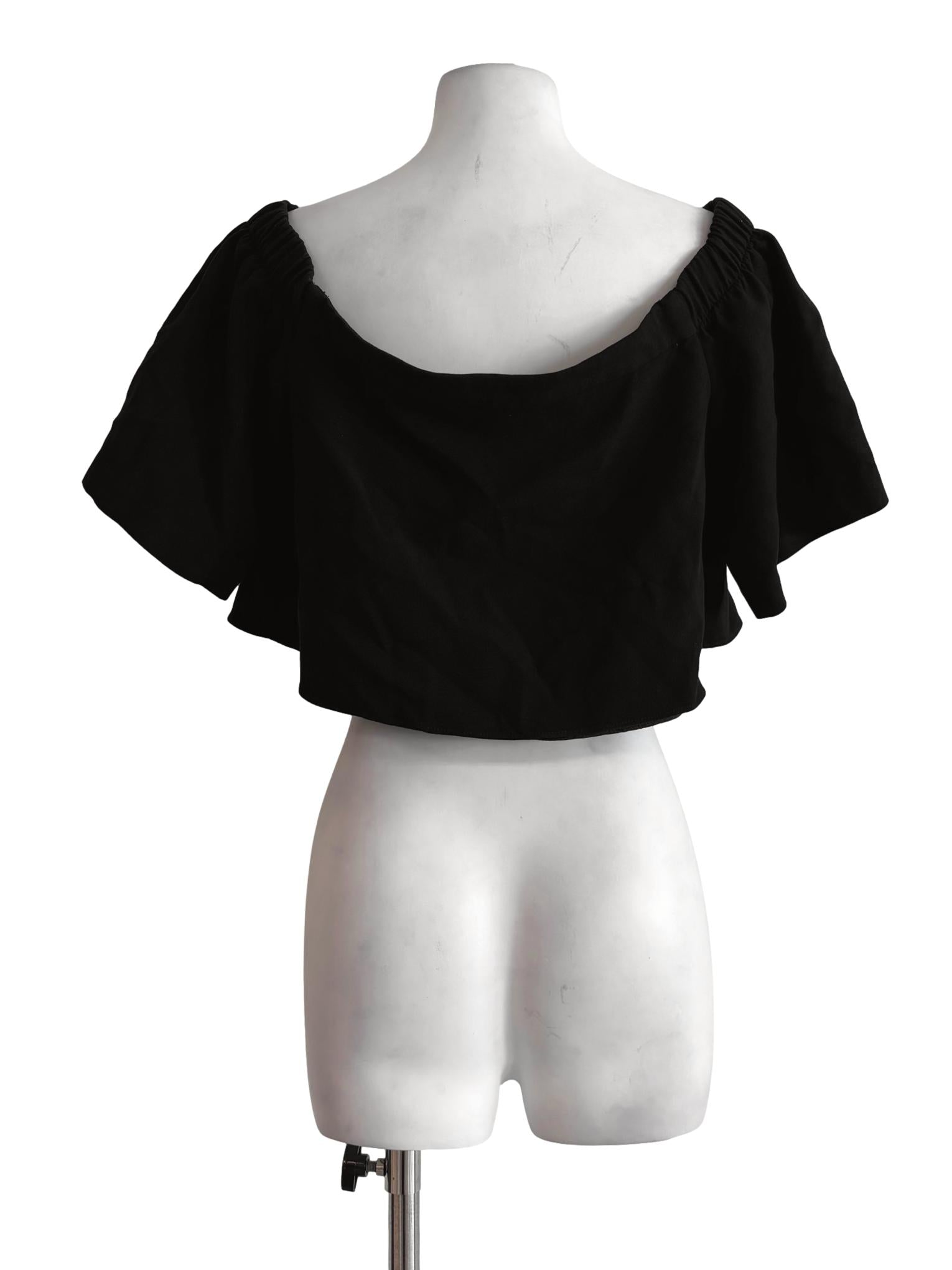 Rich Black Off Shoulder Crop Top