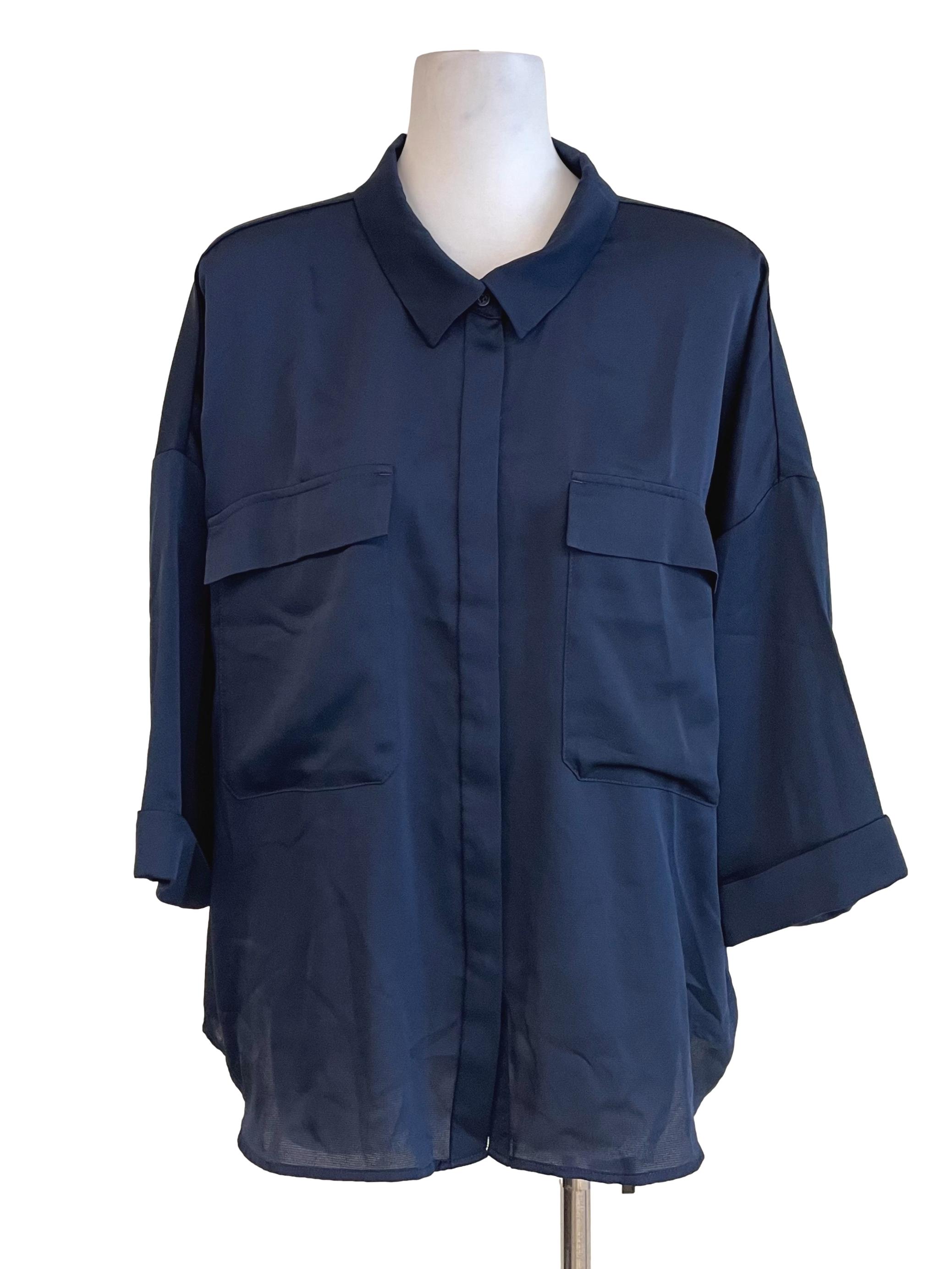 Navy Bust Pocket  Shirt