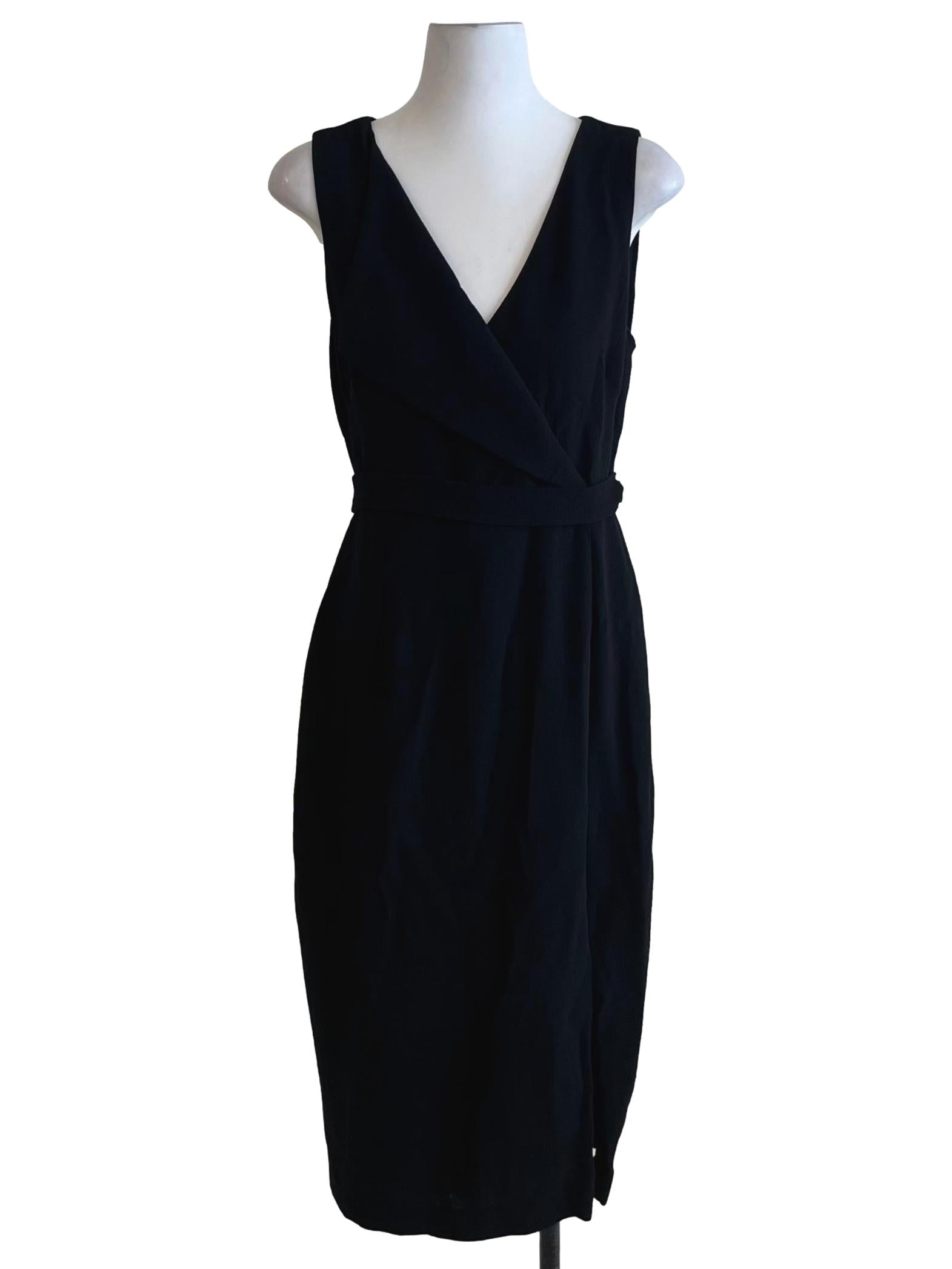 Black V-Neckline A-Line Dress