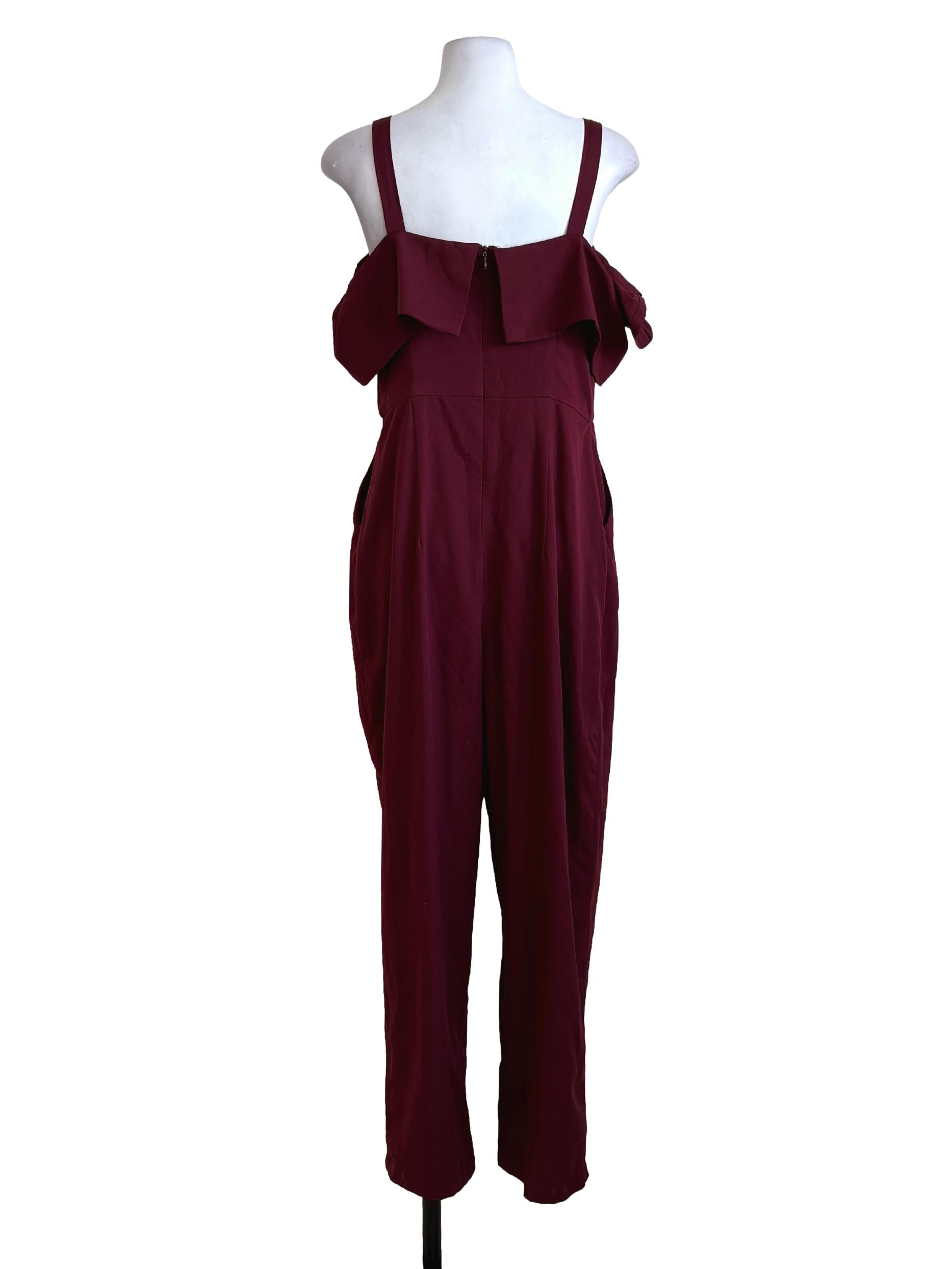 Plum Ruffle Pegged Jumpsuit