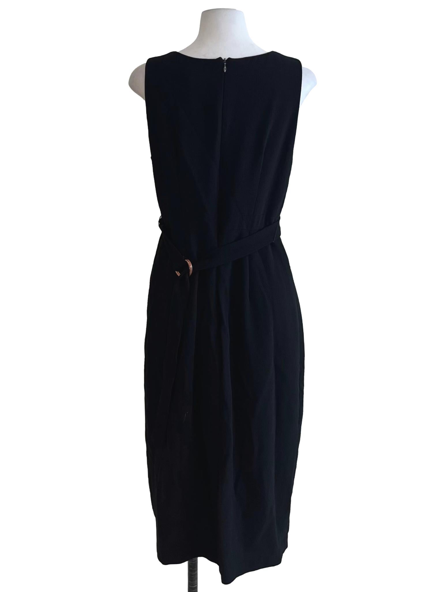 Black V-Neckline A-Line Dress
