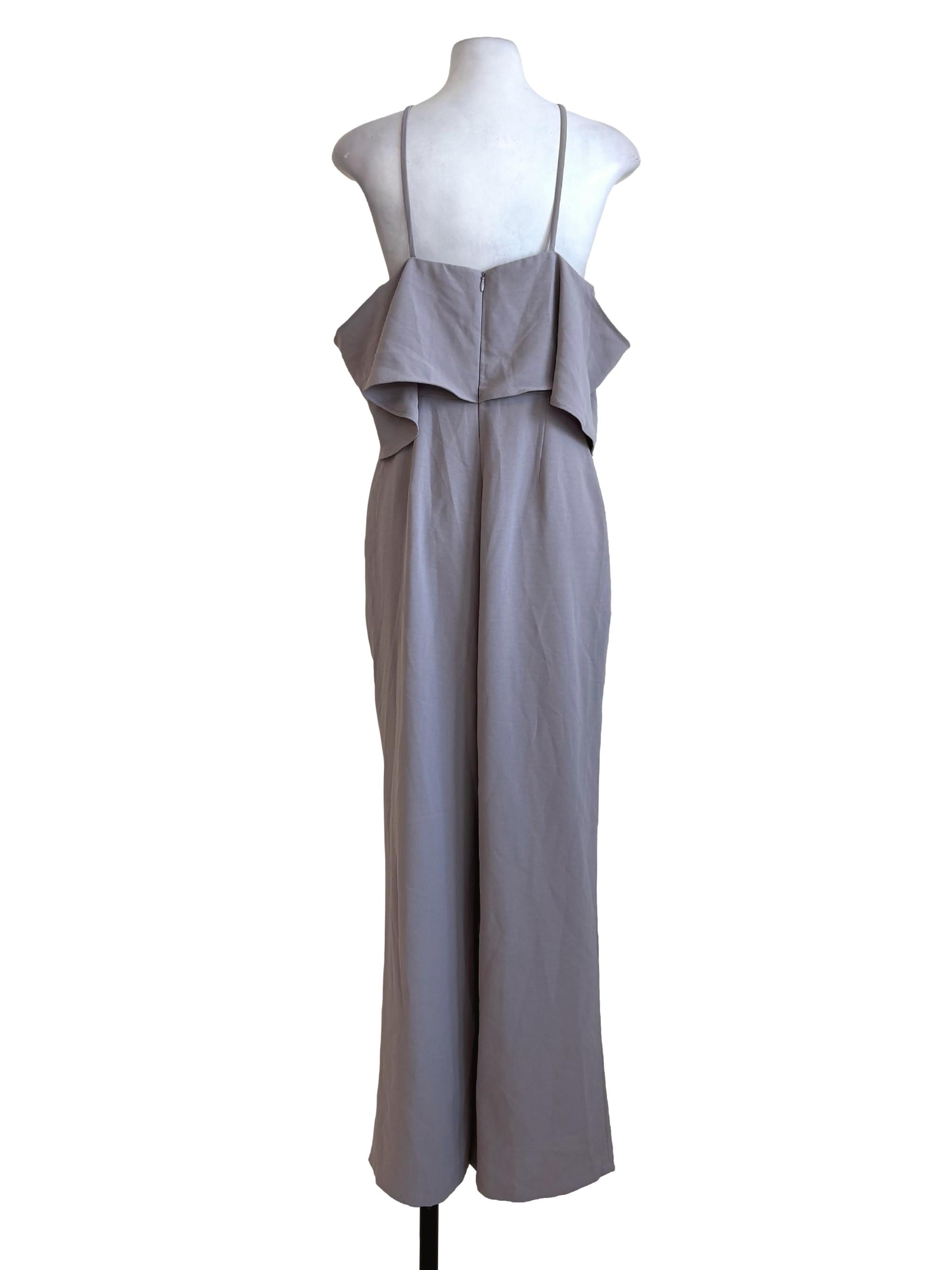 Heather Purple Ruffle Halter Jumpsuit LB