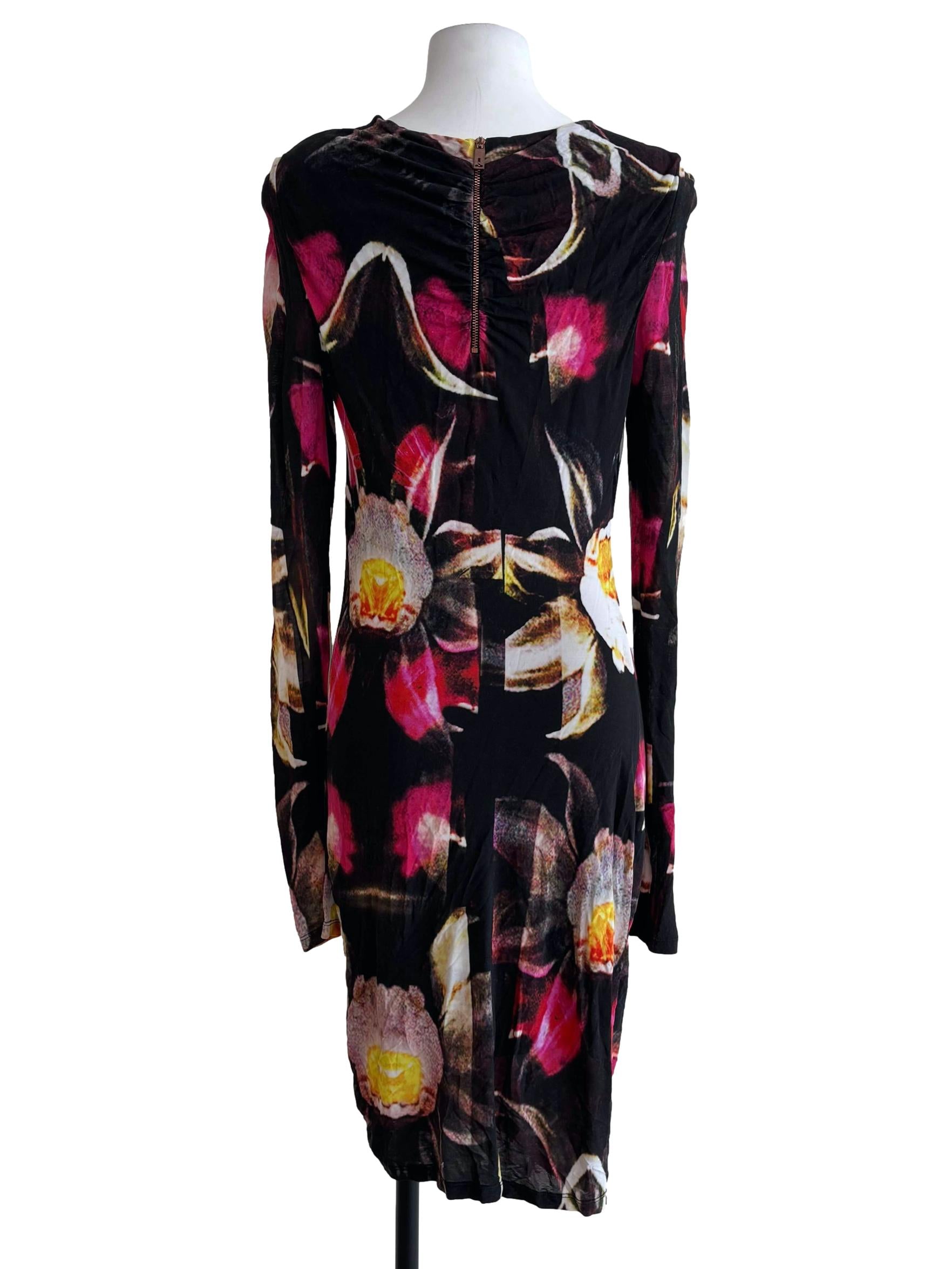 Jet Black Patterned Twist Bodycon Dress